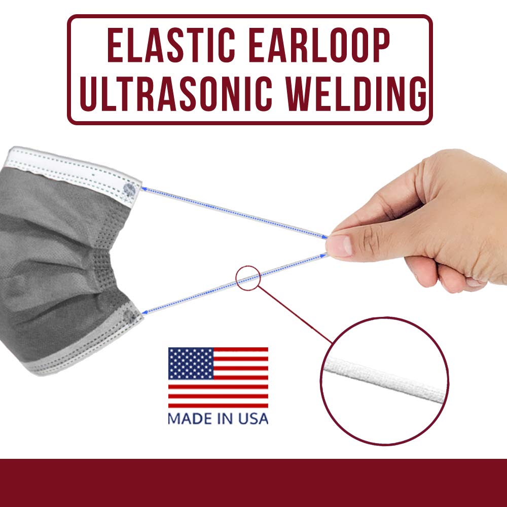 Premium 4-Ply Breathable Disposable Face Masks - Made in USA - Comfortable Elastic Ear Loops - Multiple Colors (500 Pack, Graphite Gray) - Ideal for Daily Commuting, Office Work & Public Safety Protection