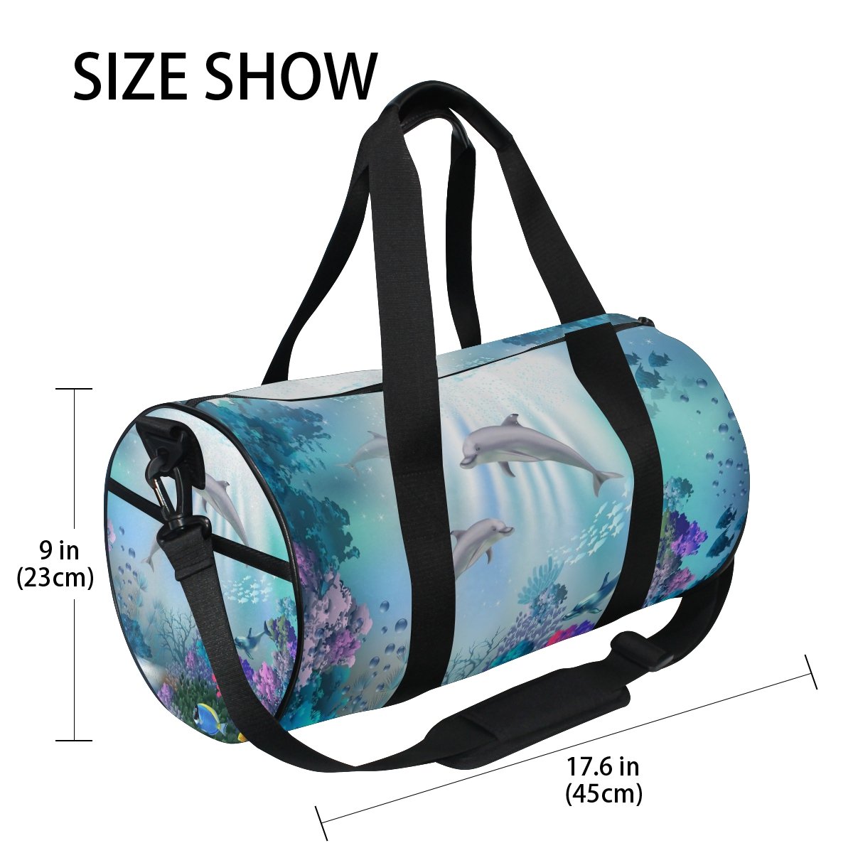 Coral Sea Dolphins Duffel Bag for Women - Waterproof Gym Bag, Sports Travel Duffel with Adjustable Strap - Perfect for Workout, Yoga, Beach & Weekend Getaways
