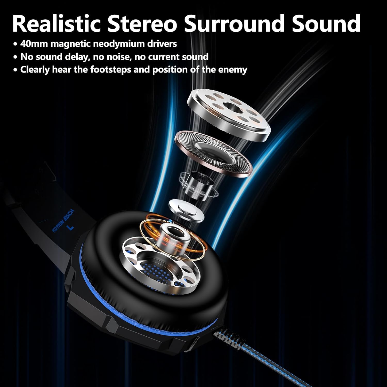 Laspi Gaming Headset with Microphone - Noise Cancelling Headphones for PS5, PS4, PC, Xbox, Switch, Mac & Laptop - LED Stereo Bass with Adjustable Mic & 3.5mm Jack - Perfect for Online Gaming, Streaming & Virtual Meetings
