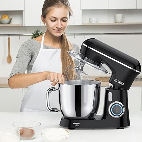 Zurio 6-Quart Stand Mixer - 10-Speed Tilt-Head Electric Kitchen Mixer with Stainless Steel Bowl & Dishwasher-Safe Attachments - Perfect for Baking Cakes, Cookies, Bread & More at Home