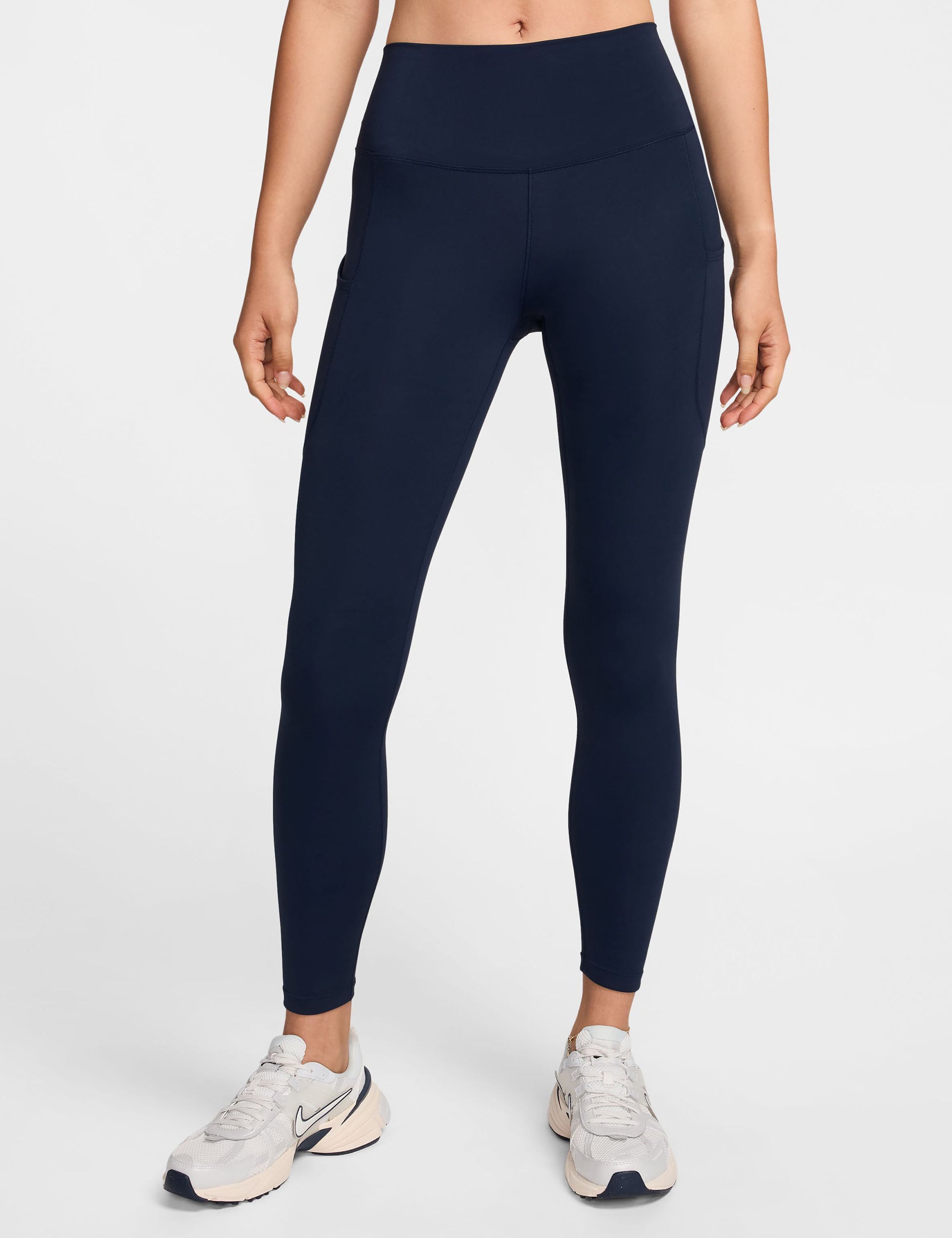High Waisted 7/8 Pocket Leggings for Women - Obsidian Black Yoga Pants with Side Pockets - Perfect for Workouts, Running, Yoga & Everyday Wear