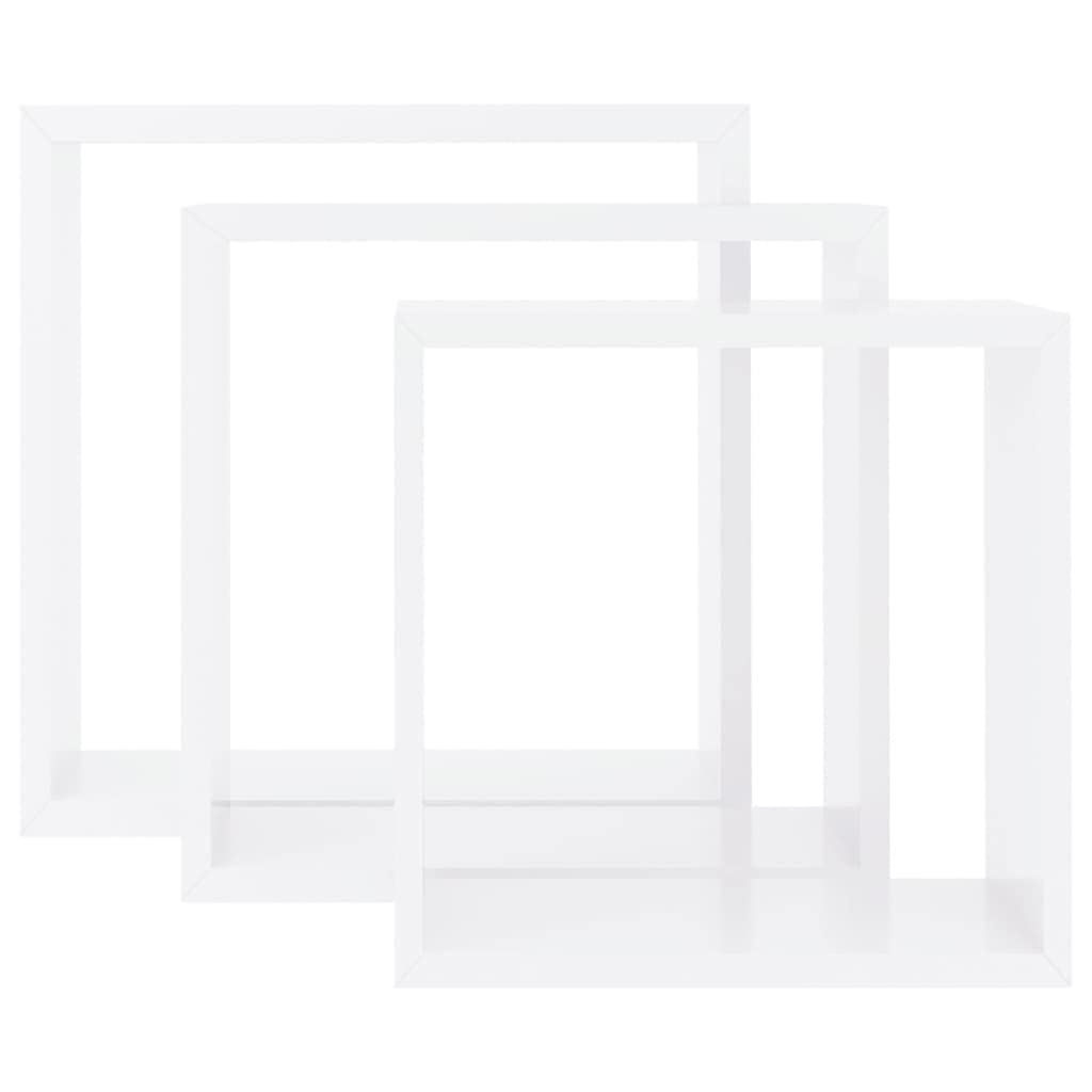 Modern Floating Wall Shelves Set of 3 - MDF Cube Organizer for Bathroom, Kitchen & Living Room | Wall Mounted Storage Display Shelves 11.8