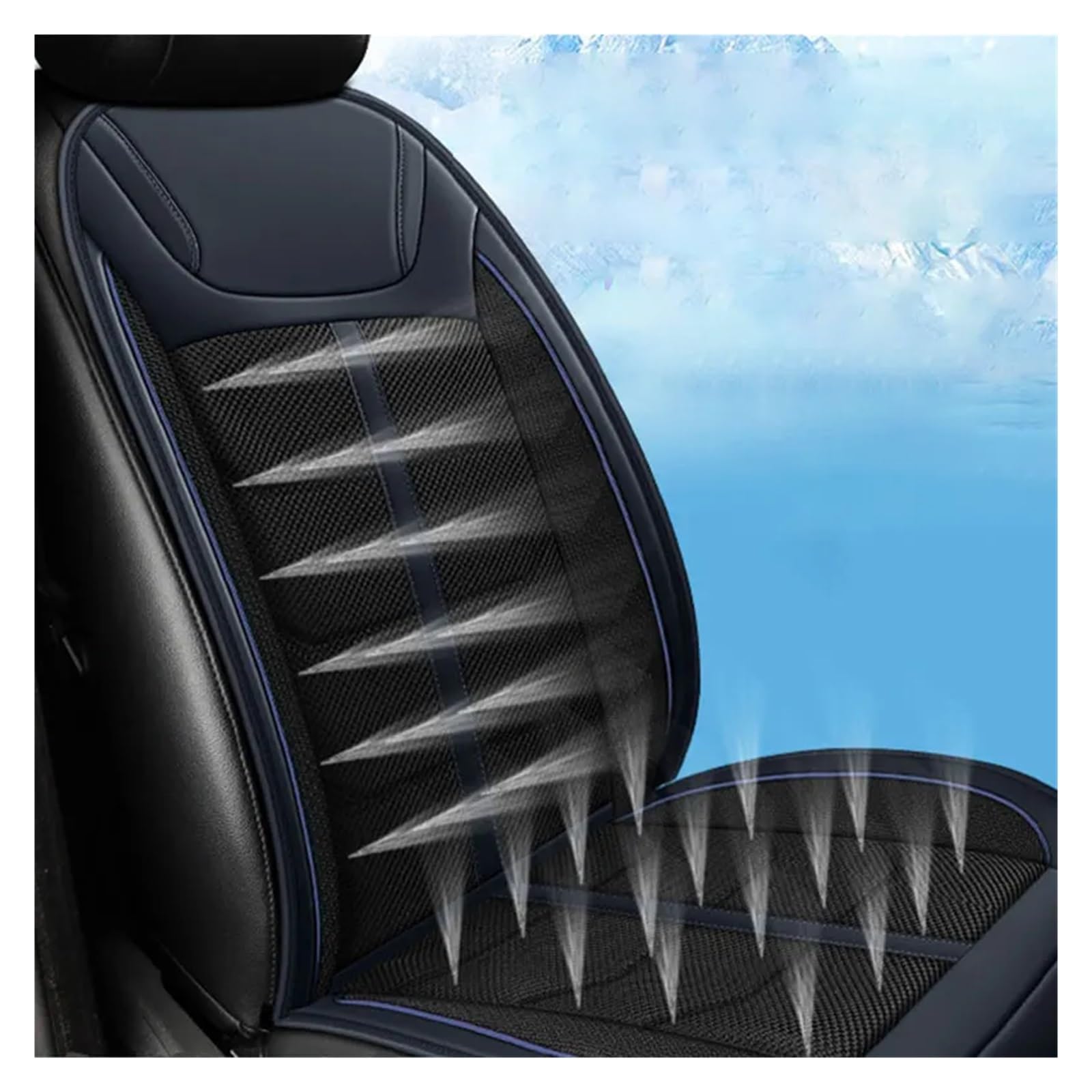 12V Auto Start Stop Car Air Conditioner Ventilation Seat Cushion - Summer Cooling & Winter Heating Massage Car Seat Cover with Suction Blower (Beige) - Perfect for Long Drives, Road Trips & Commuting