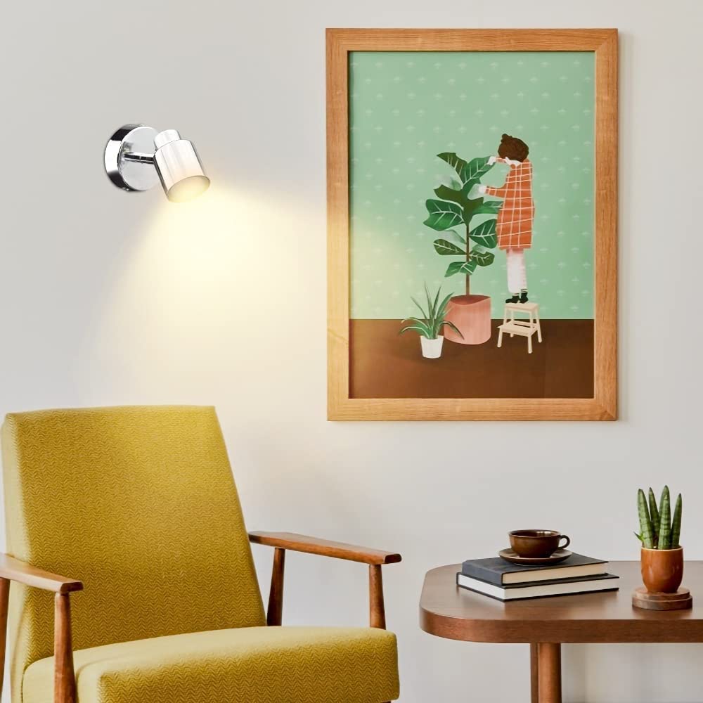 Depuley 3W Adjustable Indoor LED Wall Spotlight - GU10 Bulb Surface Mounted Downlight with US Plug | Perfect for Living Room, Bedroom, Hallway & Staircase Lighting