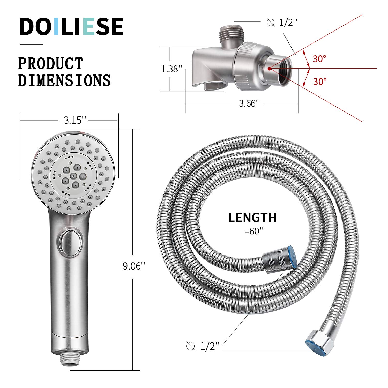 High Pressure 6-Setting Shower Head with Handheld Spray & ON/OFF Switch - Spa Mode, Brushed Nickel Finish - Perfect for Bathroom Renovation, Water Saving & Relaxing Shower Experience