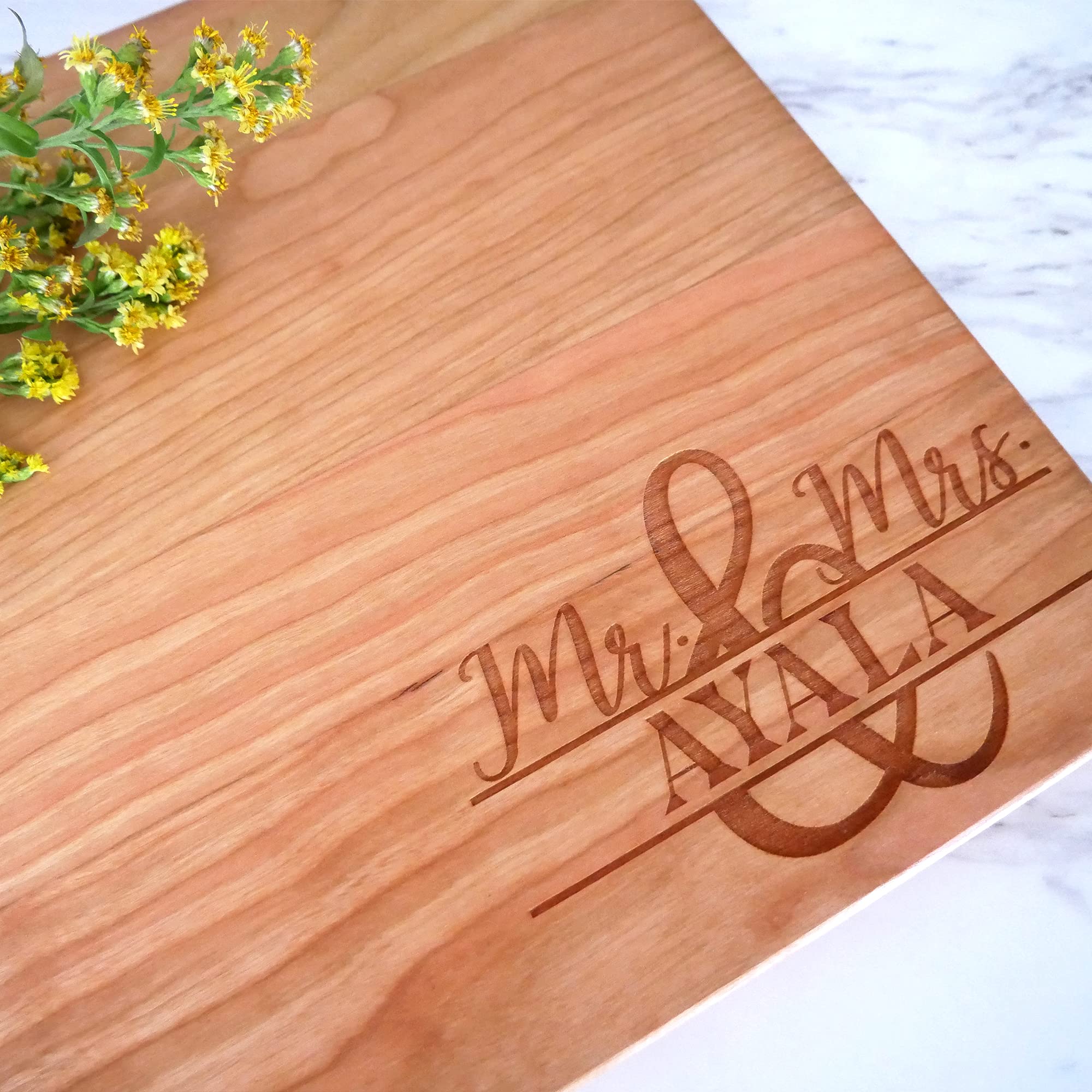 Personalized Engraved Wooden Cutting Board for Couples - Unique Wedding Gift for Bride & Groom - Custom Anniversary Gift - Perfect for Kitchen Use & Housewarming Present