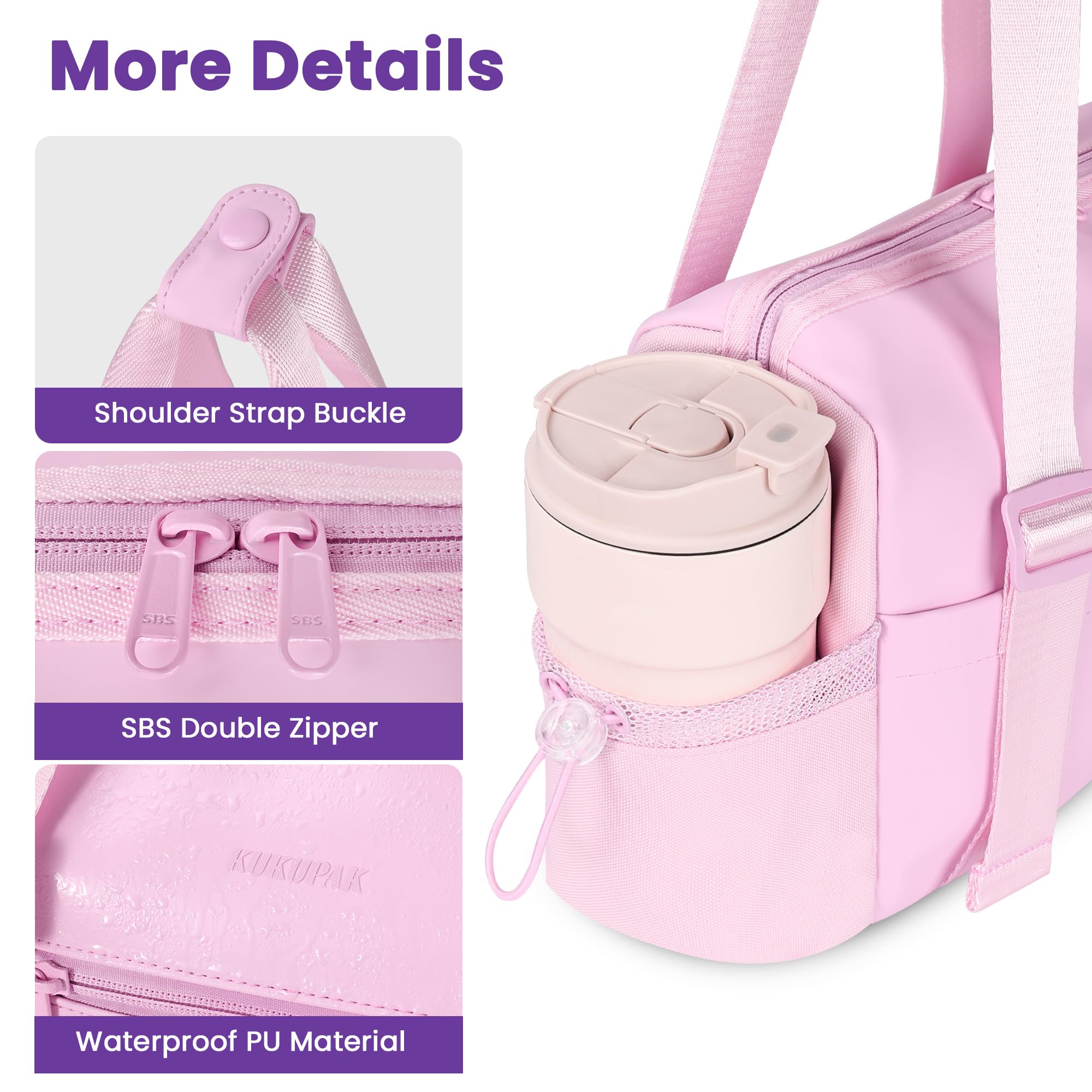 **KUKUPAK Small Gym Bag for Women - Waterproof Sports Duffel with Wet Compartment, Cute Pink Mini Workout Tote - Perfect for Gym, Yoga, Travel & Fitness**