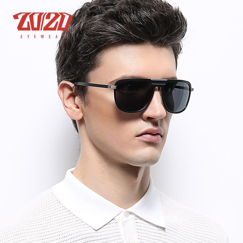 20/20 Unisex Full Rim Square Aluminum Polarized Sunglasses PK017 - Stylish UV Protection for Outdoor Activities, Driving & Fashion