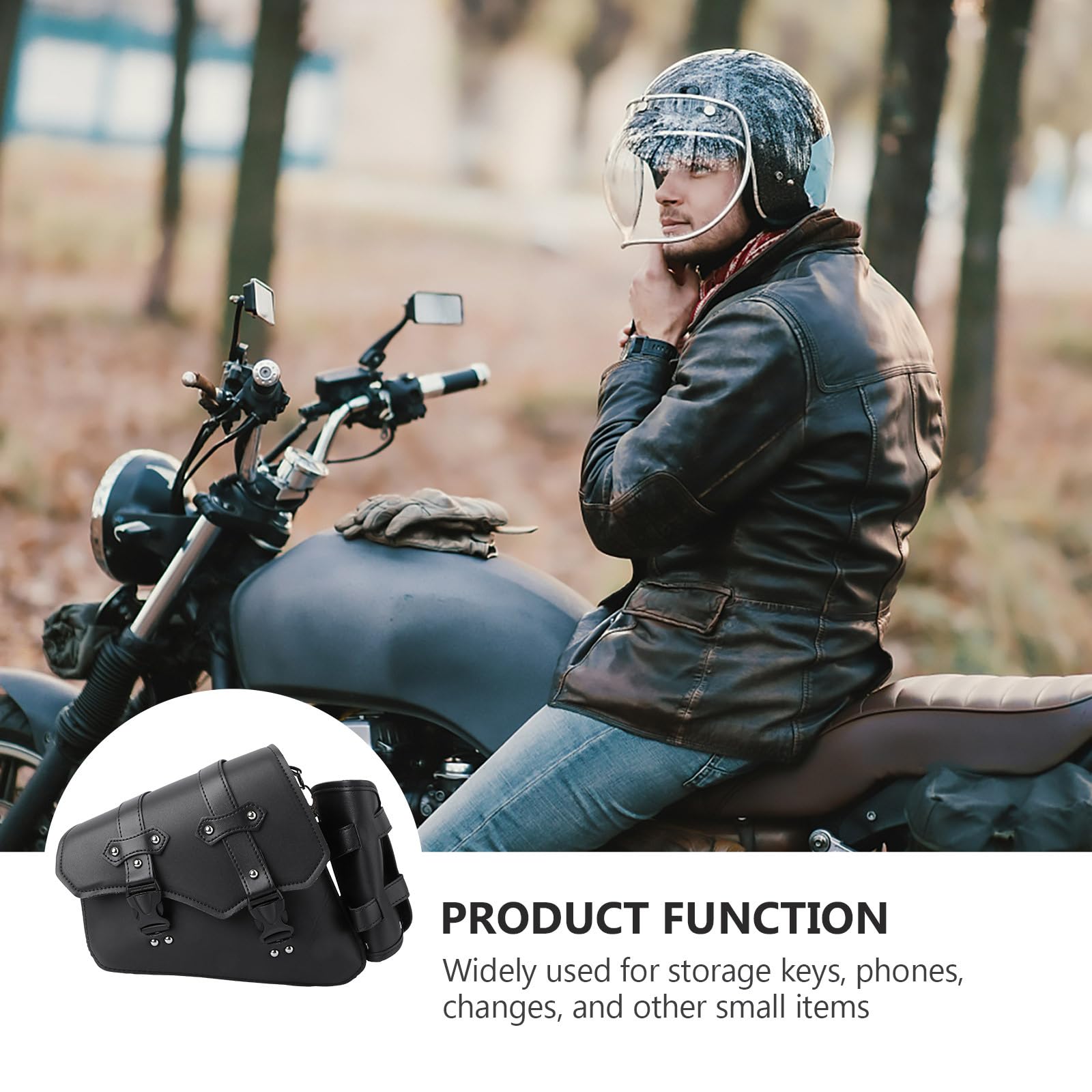 Garneck Motorcycle Swingarm Bag with Metal Buckle - Left Side Quick Release Black Storage Pouch for Harley Sportster, Night Rod & Shadow - Perfect for Road Trips & Daily Commuting