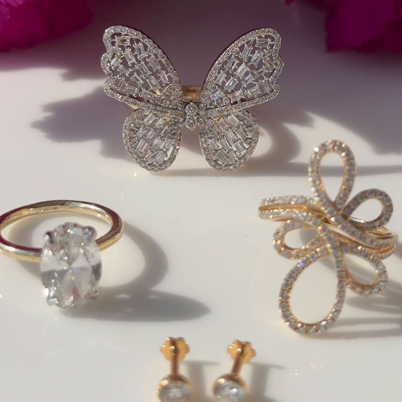 14K Yellow Gold Baguette Diamond Butterfly Ring for Women - Elegant Jewelry Gift for Birthday, Anniversary & Special Occasions
