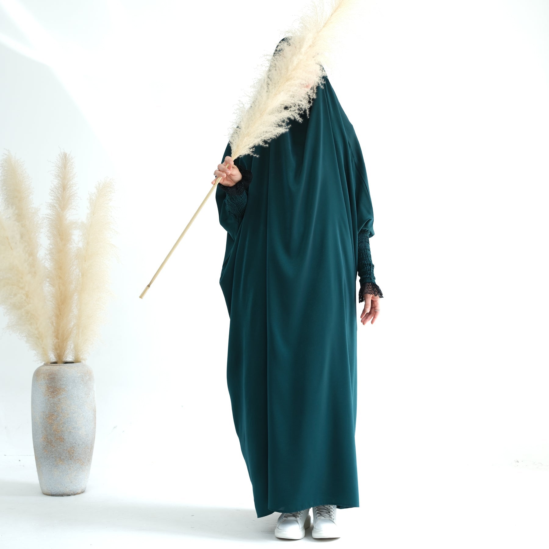 Marwa Satin Jilbab - Dark Emerald Green Hijab for Women | Modest Islamic Prayer Scarf | Perfect for Daily Wear, Mosque & Special Occasions