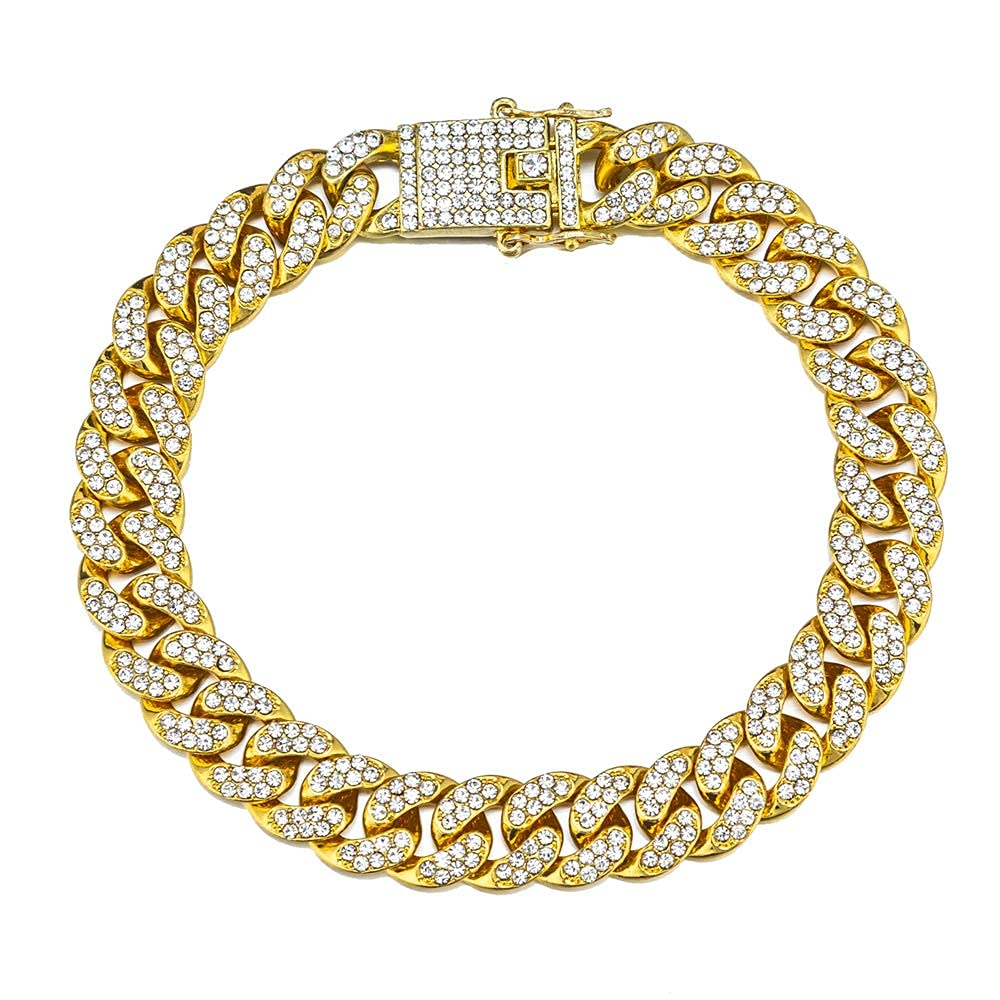 18K Gold/White Gold Plated Cuban Link Iced Out Rhinestone Chain Anklet - Punk Hip-Hop Ankle Bracelet for Women | Perfect for Parties, Concerts & Streetwear Fashion