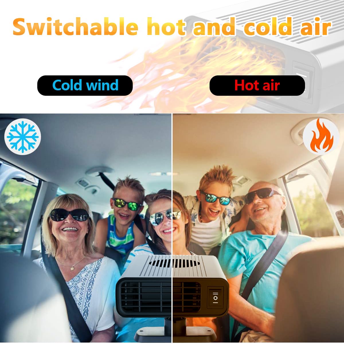 150W 12V Portable Car Heater & Defroster - Cigarette Lighter Plug-In Heater for Winter - Fast Warm-Up for Cars, Trucks & RVs - Perfect for Cold Mornings & Road Trips