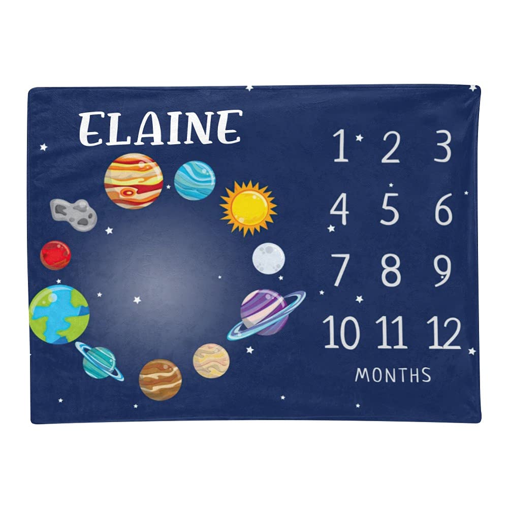 Personalized Solar System Baby Blanket - Custom Fleece Blanket with Name & Birthday - Super Soft Outer Space Themed Gift for Boys & Girls (30x40 Inches) - Perfect for Baby Showers, Birthdays & Nursery Decor