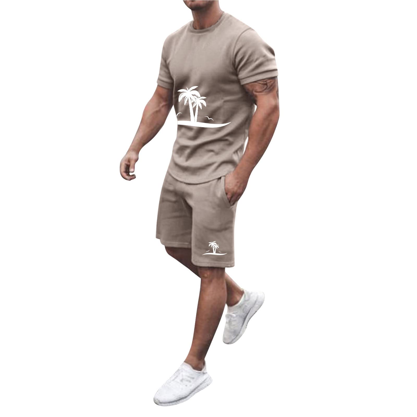 **Men's Stylish 2-Piece Loose Fit Printed Short Sleeve Henley Shirt & Pants Set - Stretch Comfortable Colorful Tracksuit for Spring & Summer - Perfect for Outdoor Activities, Casual Wear & Halloween Costumes**