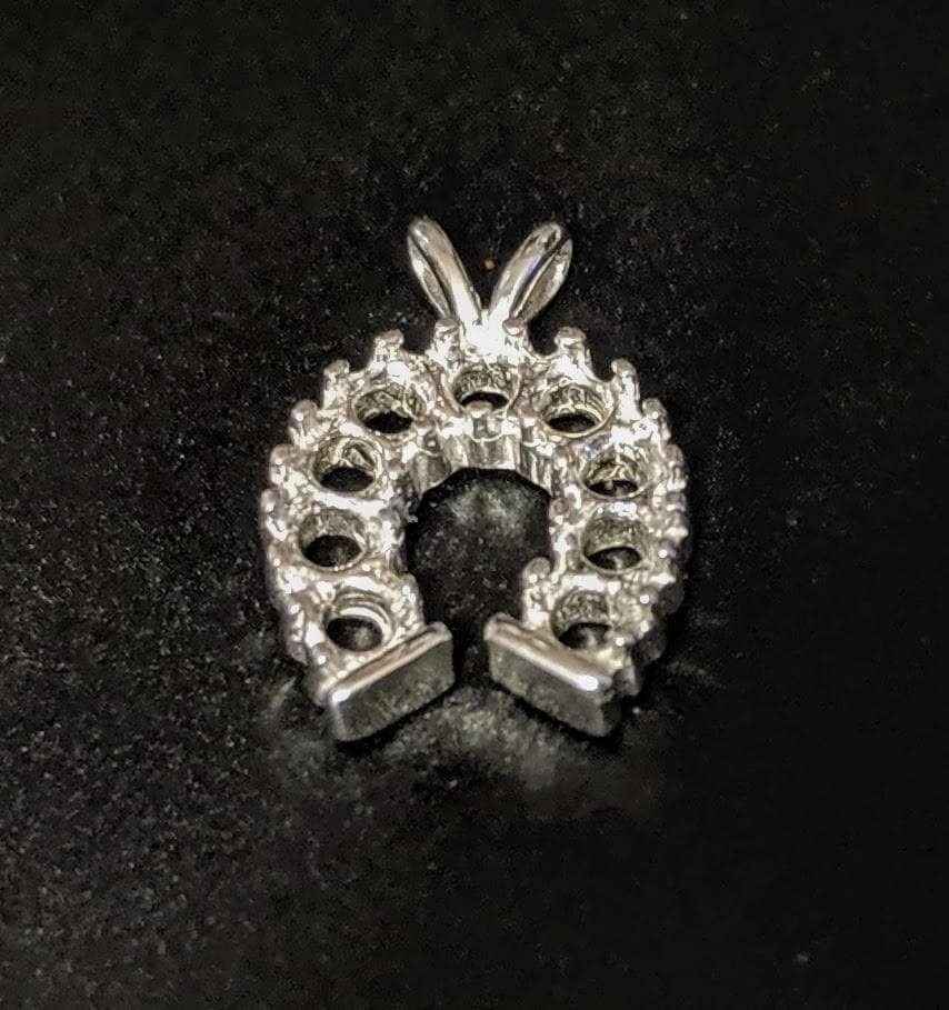 2.25mm Round Multi-Stone Horseshoe Pendant Setting in Solid Sterling Silver or 14kt Gold | Handcrafted in USA | Perfect for Necklaces, Bracelets & Jewelry Making