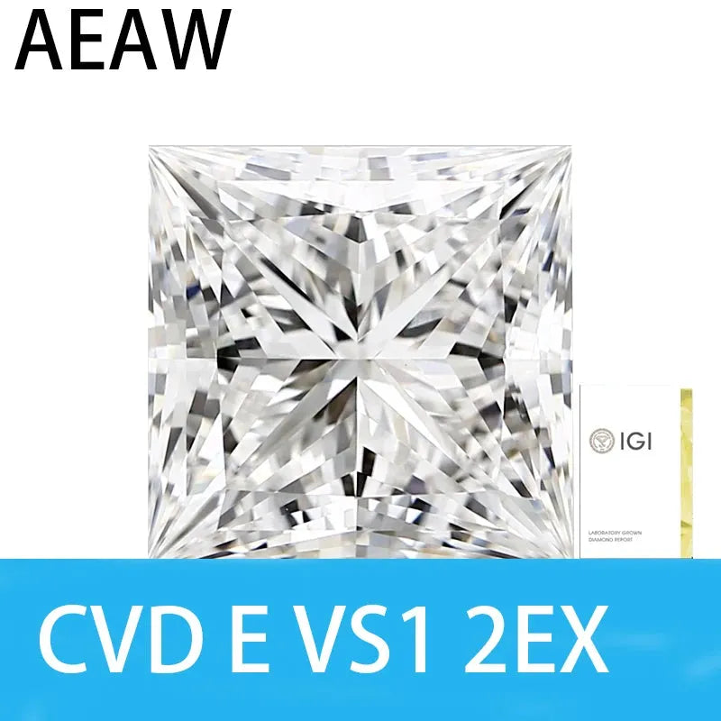 IGI Certified 3.5CT Lab Grown CVD Diamond - Princess Cut, EFG White Color, VS1-VVS Clarity for Engagement Rings & Fine Jewelry
