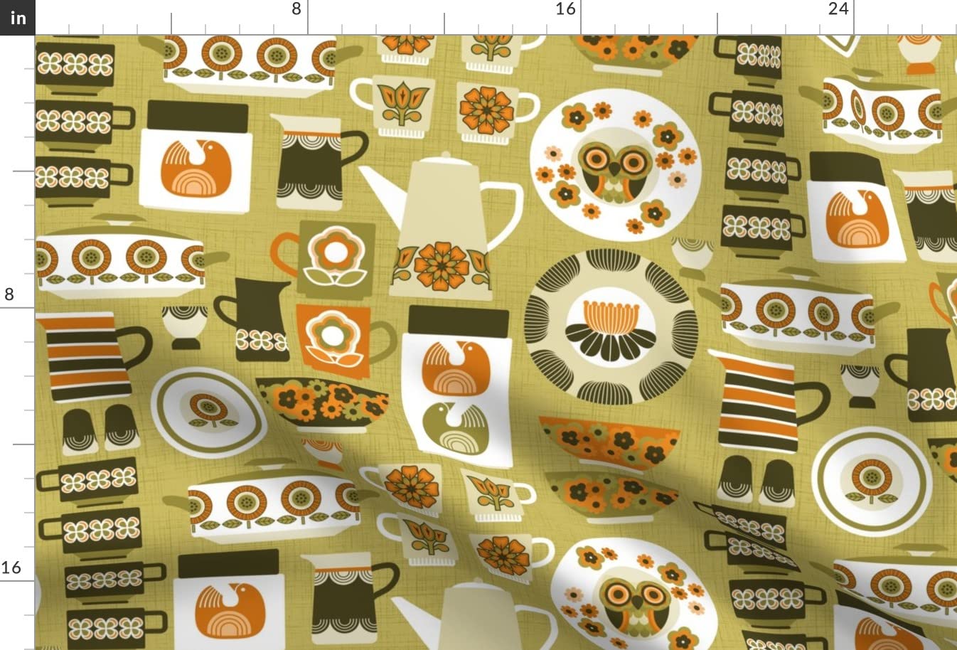 Retro Baking Nostalgic Kitchen Moss Green Printed Minky Fabric Fat Quarter - Soft Plush Sewing Material for Baby Blankets, Quilts & DIY Crafts - Perfect for Home Decor, Nursery Projects & Cozy Gift Ideas