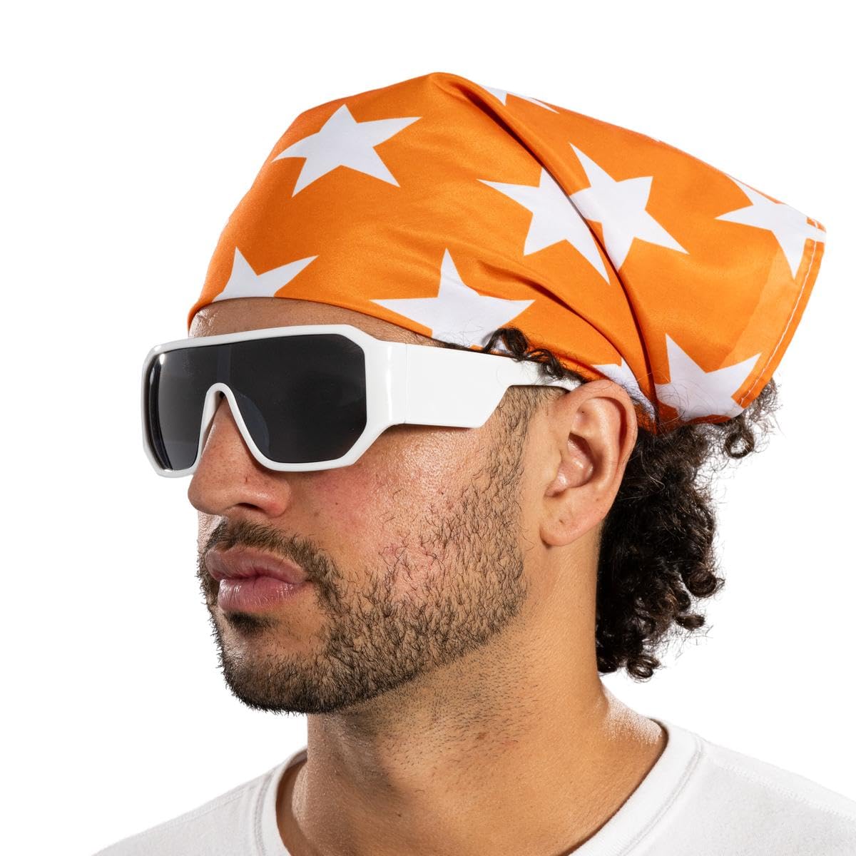 Macho Man Star Printed Costume Bandana and Sunglasses Set for Cosplay, Halloween & 70s Theme Parties