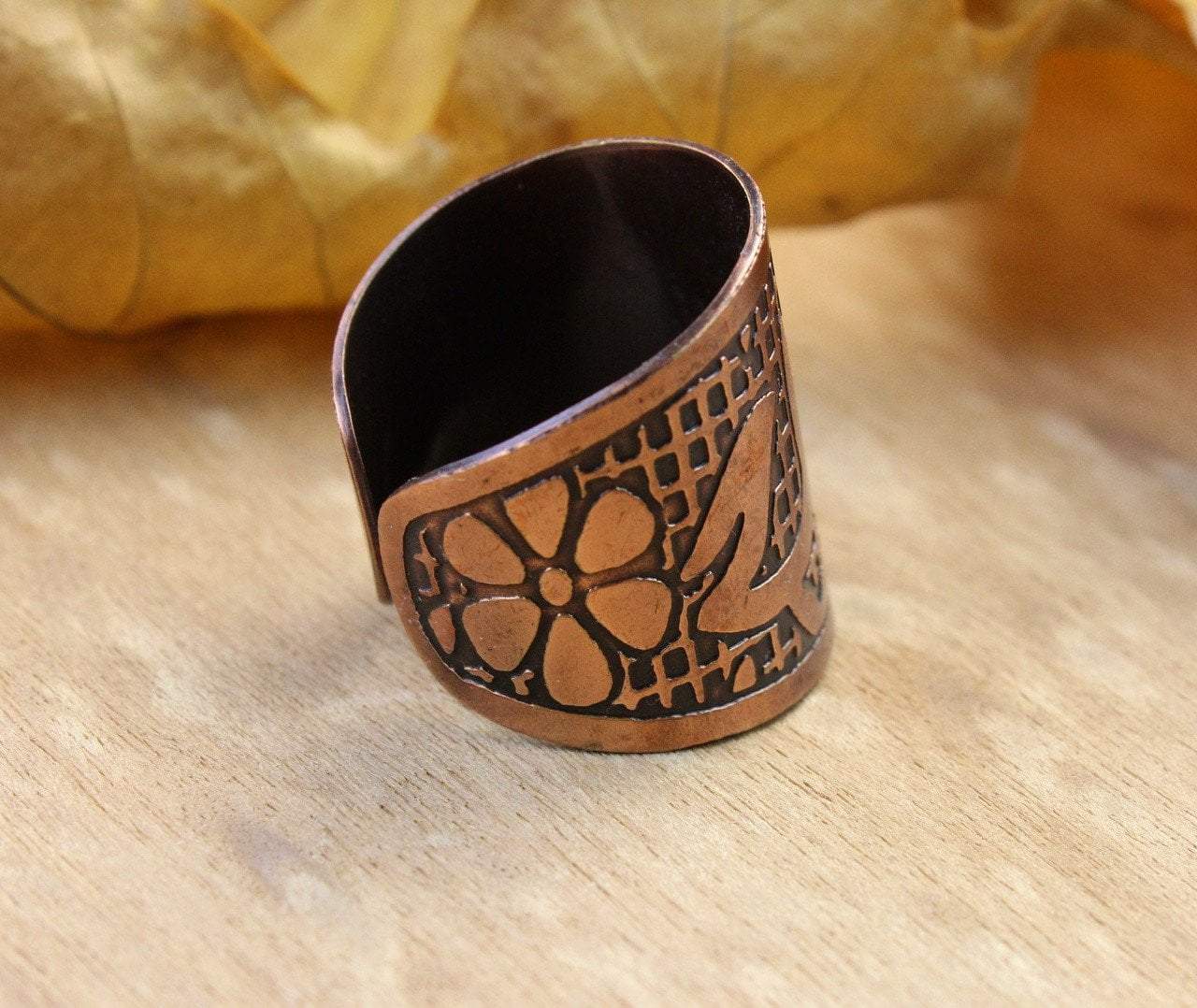 Adjustable Recycled Copper Lotus Ring for Women - Eco-Friendly Handmade Jewelry for Boho, Yoga & Meditation - Perfect Gift for Nature Lovers