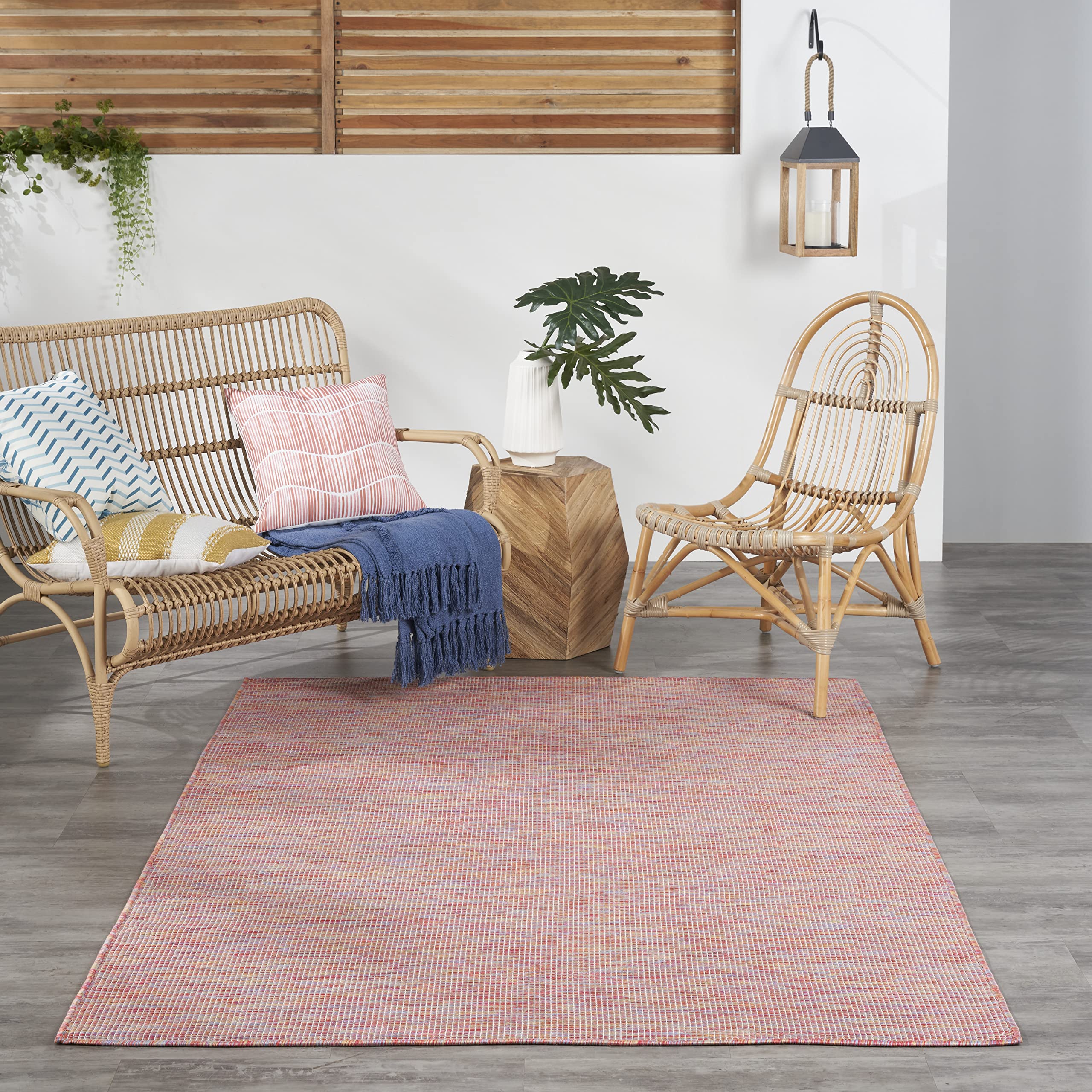 Nourison Positano 6' x 9' Indoor/Outdoor Area Rug - Rainbow Design, Easy to Clean, Non-Shedding for Living Room, Bedroom, Dining Room, Deck, Patio & Backyard | Durable & Weather Resistant for High Traffic Areas