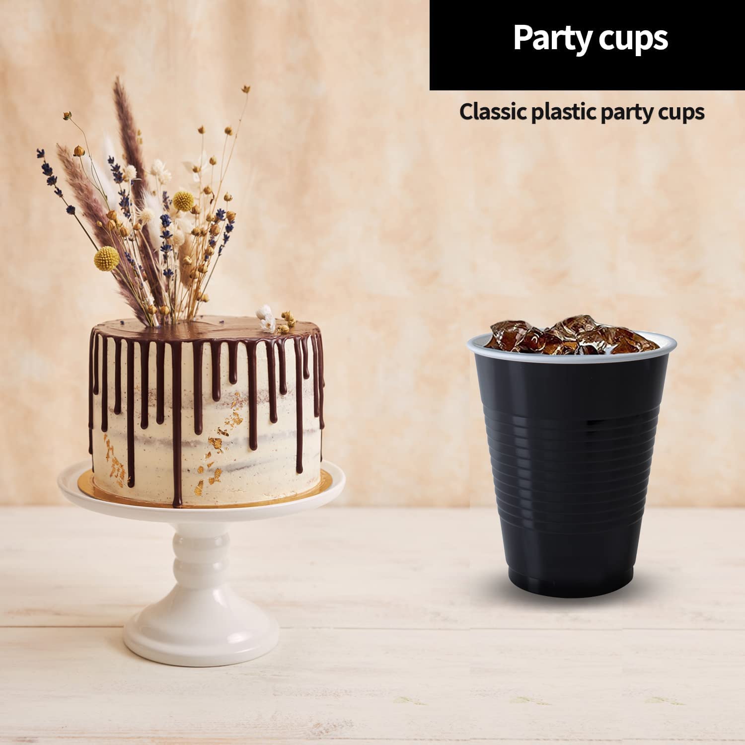 **Premium 18 Oz Black Plastic Cups - Heavy Duty Disposable Party Cups (600 Count) | Elegant & Durable for Weddings, BBQs, Office Events & Daily Use**