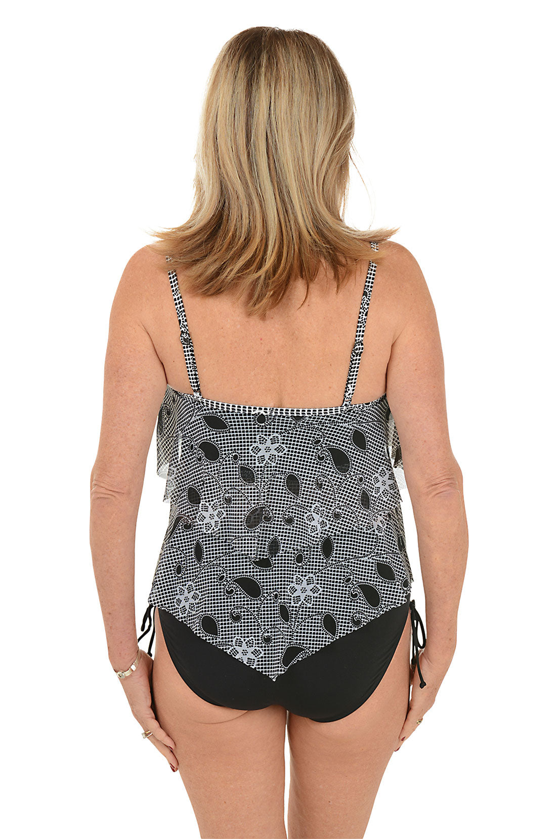 Floral Allure Mesh Tiered Tankini Top - Stylish Swimwear for Women, Perfect for Beach Vacations, Pool Parties & Summer Getaways