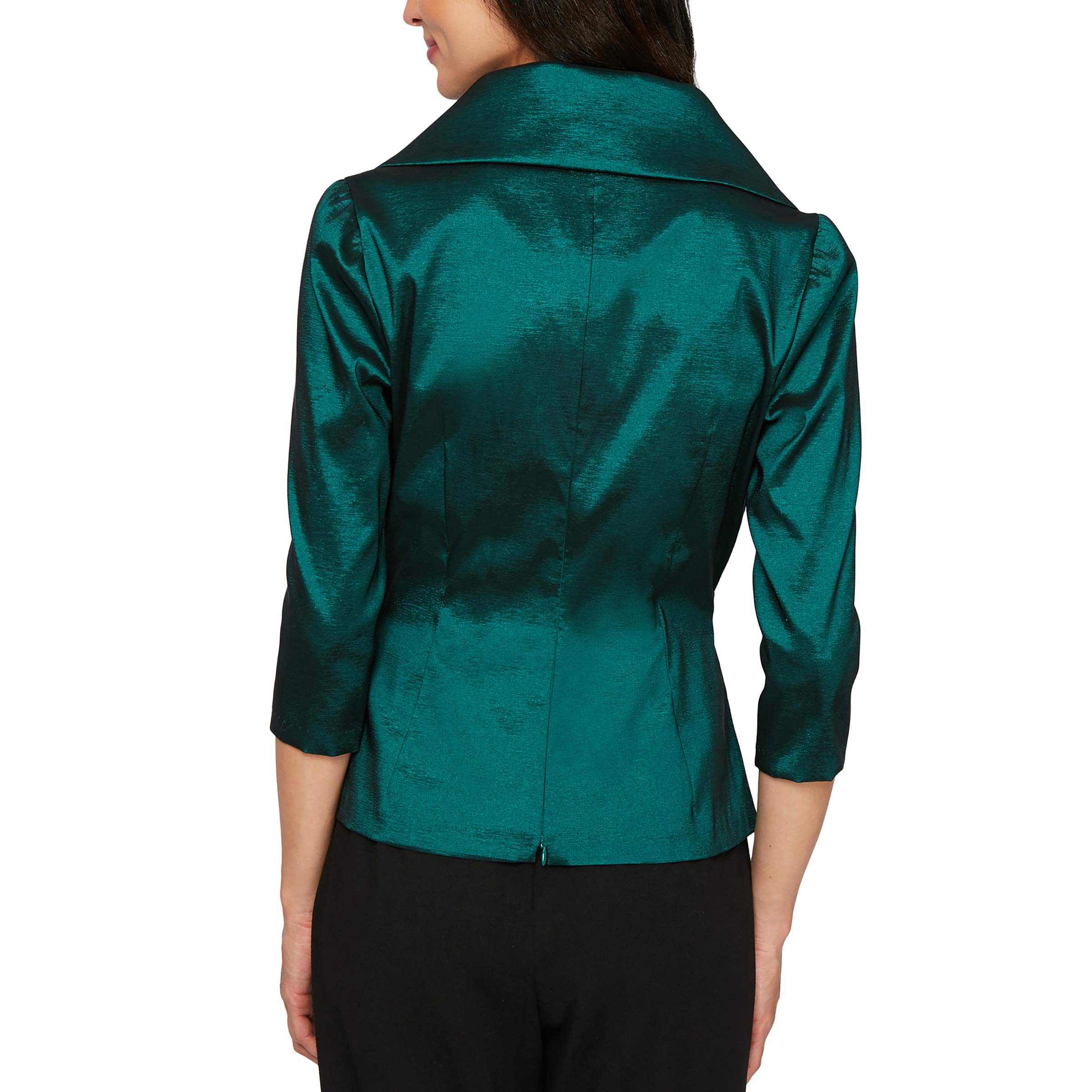 Alex Evenings Women's Stretch Taffeta 3/4 Sleeve Formal Blouse - Elegant Dress Shirt for Special Occasions, Weddings, Parties & Office Wear