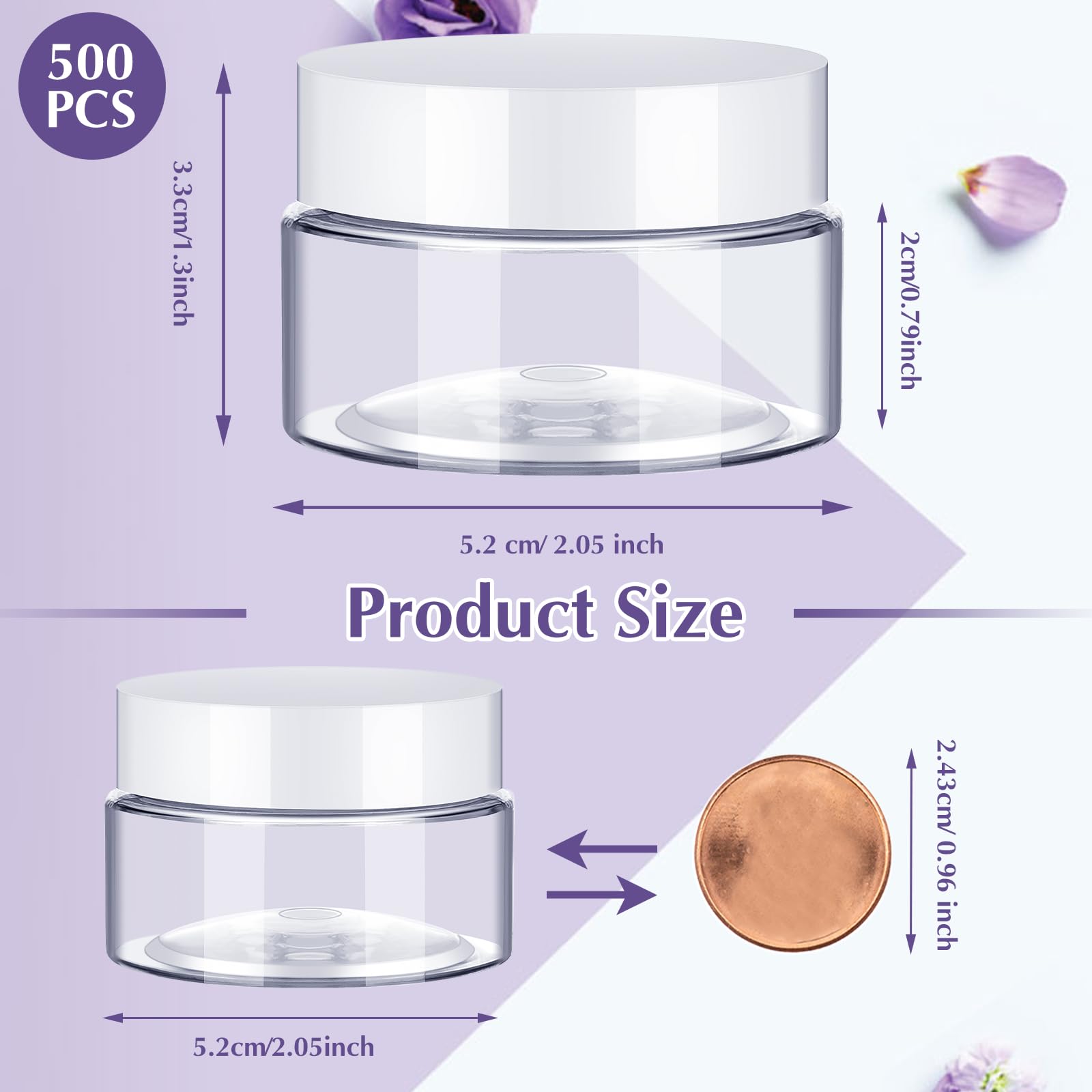 SATINIOR 500 Pcs 1 oz Clear Plastic Cosmetic Jars with White Lids - Leak Proof Empty Round Containers for Creams, Lotions, Eyeshadow & Makeup Samples - Perfect for DIY Beauty Products, Travel Size Toiletries & Professional Salon Use