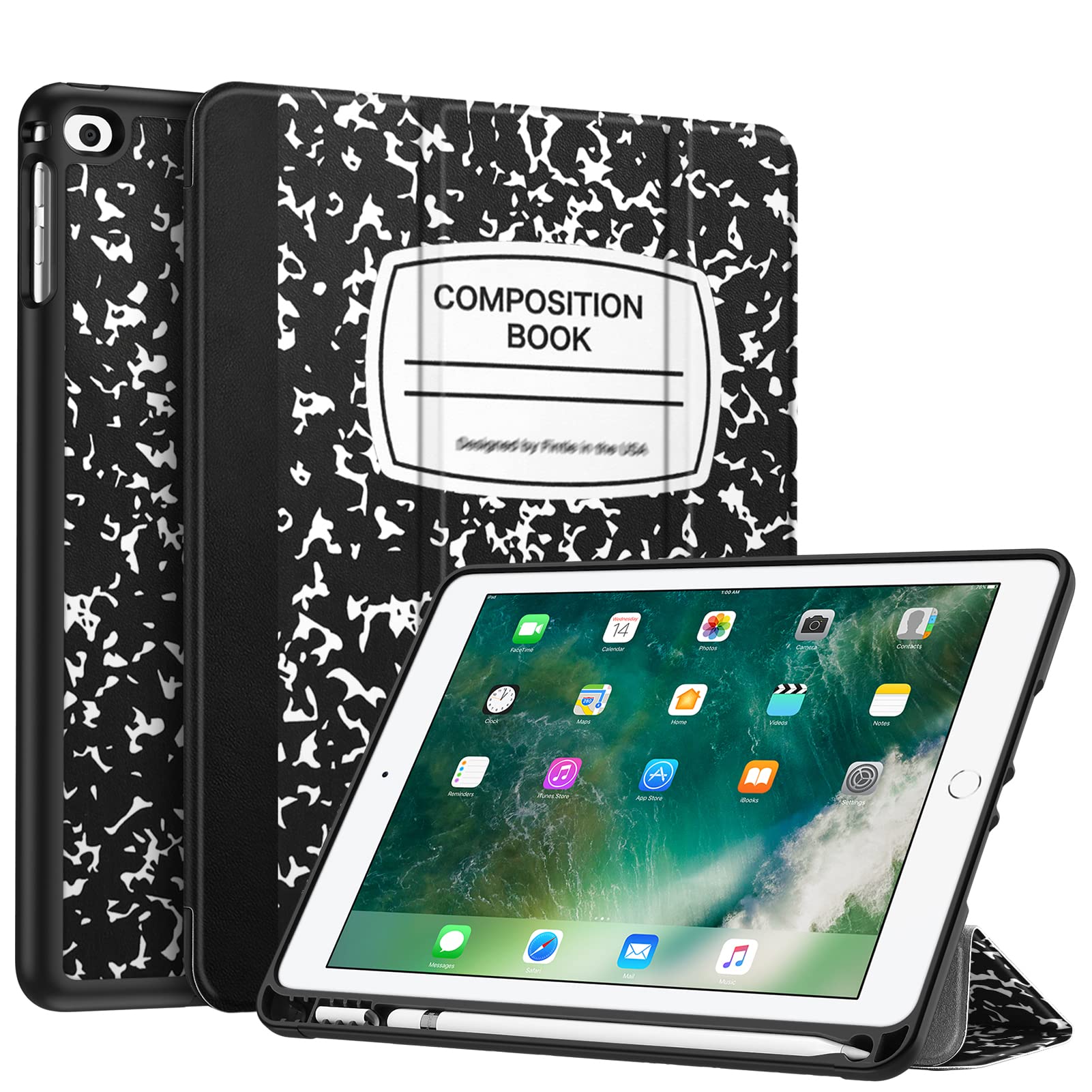 Fintie SlimShell Case for iPad 6th/5th Generation (2018/2017) & iPad Air 2/Air 1 (9.7 Inch) - Lightweight Protective Cover with Auto Wake/Sleep & Built-in Apple Pencil Holder - Perfect for School, Office, and Travel Use