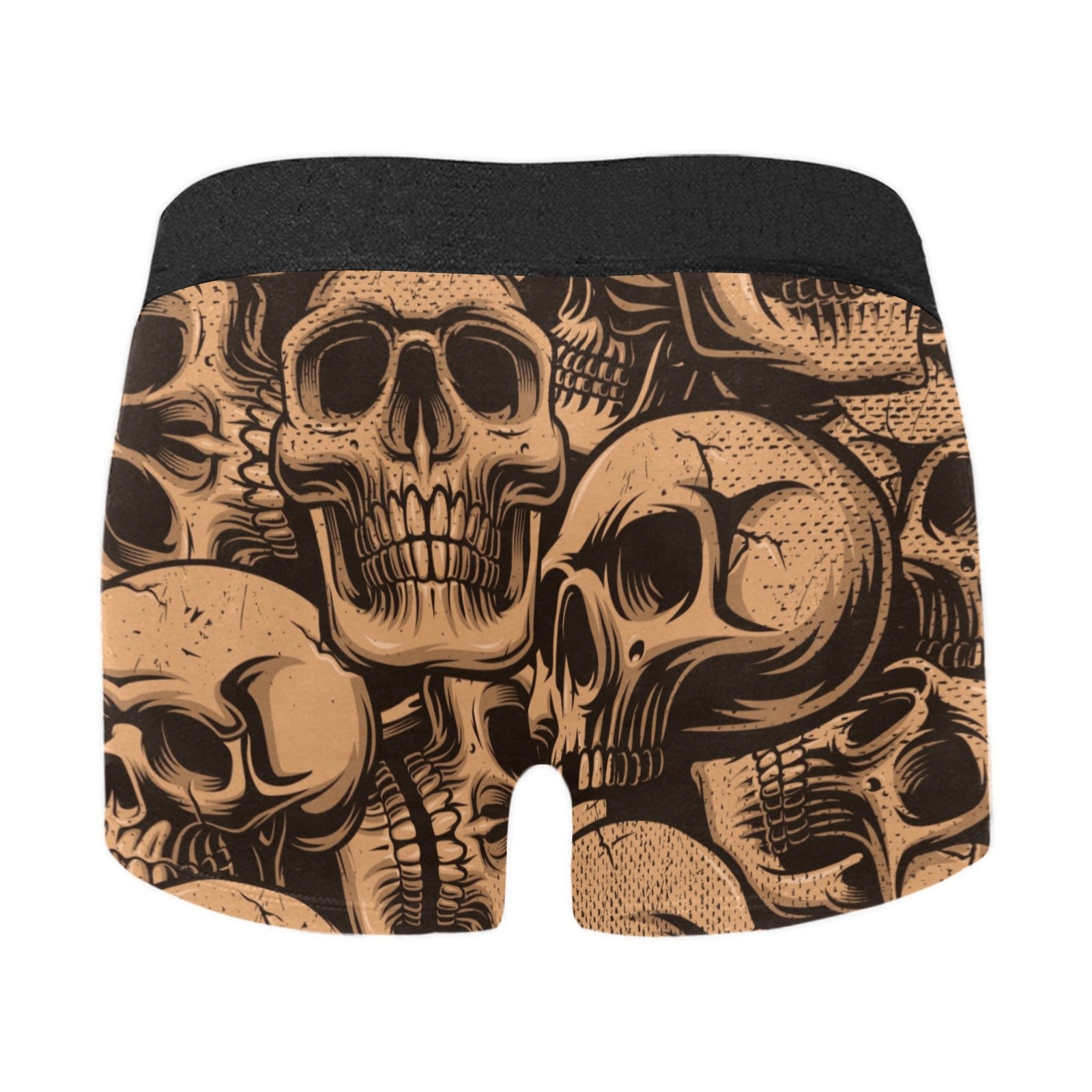 Premium Bronze Skull Print Boxer Briefs for Men - Soft Cotton Underwear with Stretch Fit - Perfect for Gym, Workout & Everyday Comfort