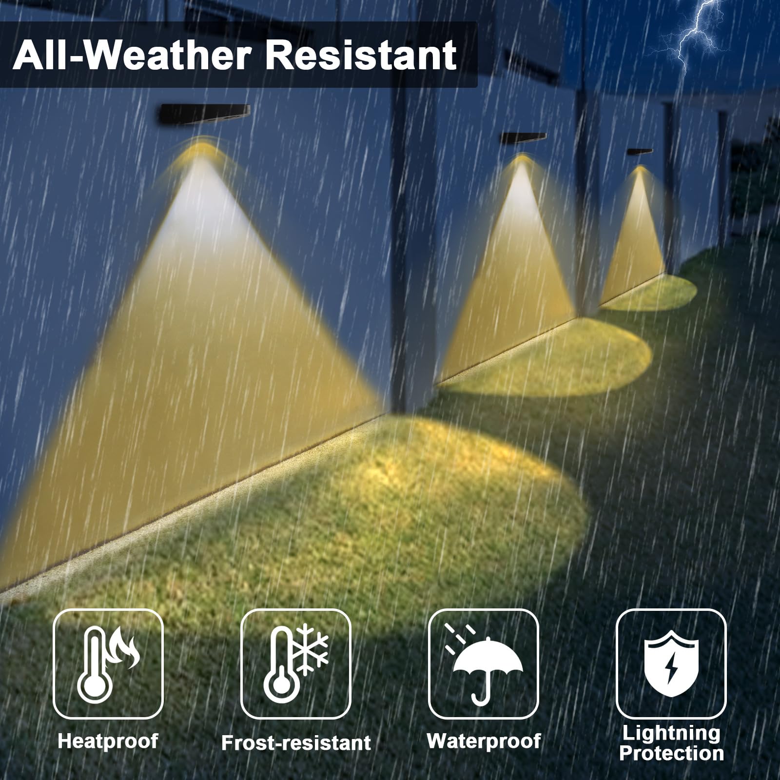 Solar Fence Lights Outdoor - Waterproof Solar Wall Sconce with Dusk to Dawn Sensor (Warm White, 2 Pack) - Perfect for House Numbers, Garage, Porch, Garden & Pathway Lighting