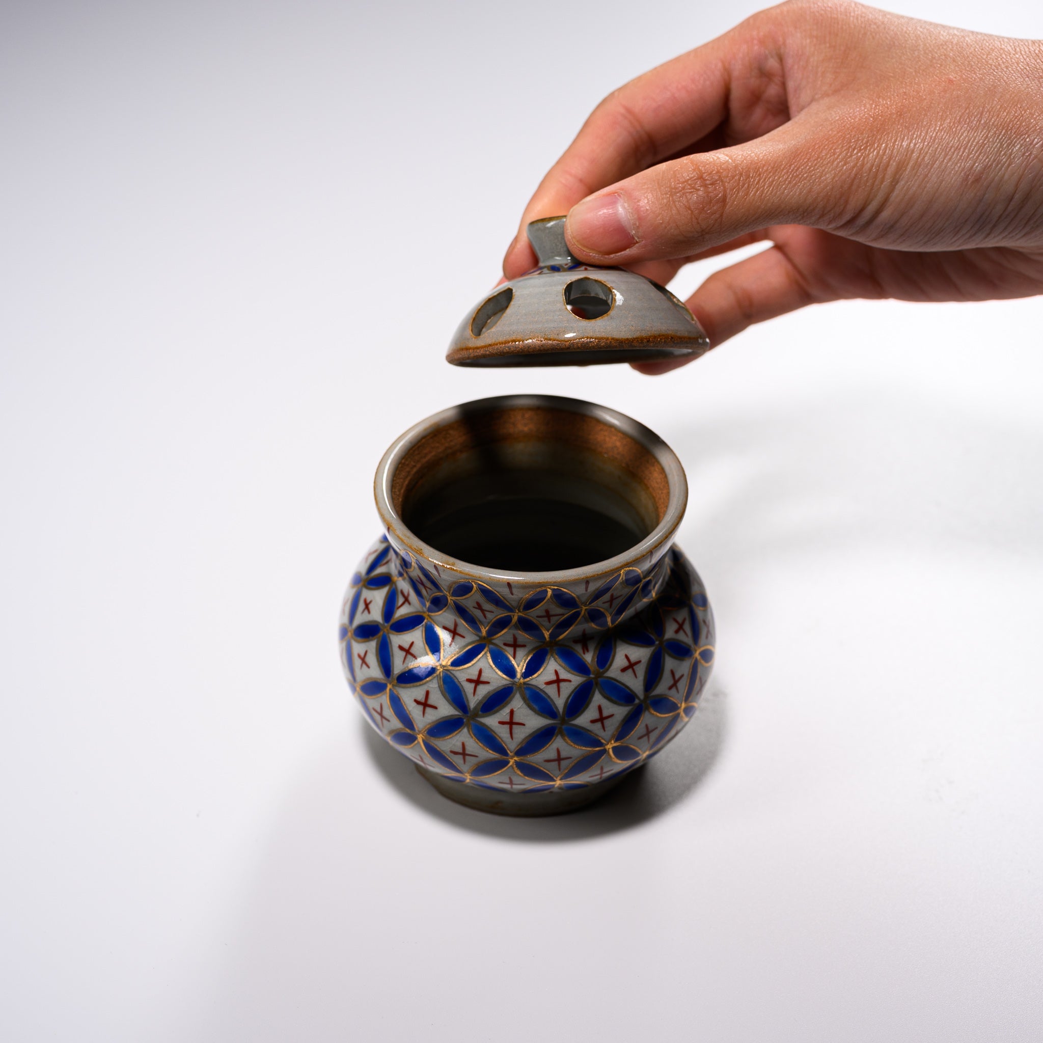 Kyo Kiyomizu Ware Incense Burner - Shippou By Minoru Ando | Traditional Japanese Ceramic Incense Holder for Meditation, Yoga & Home Decor