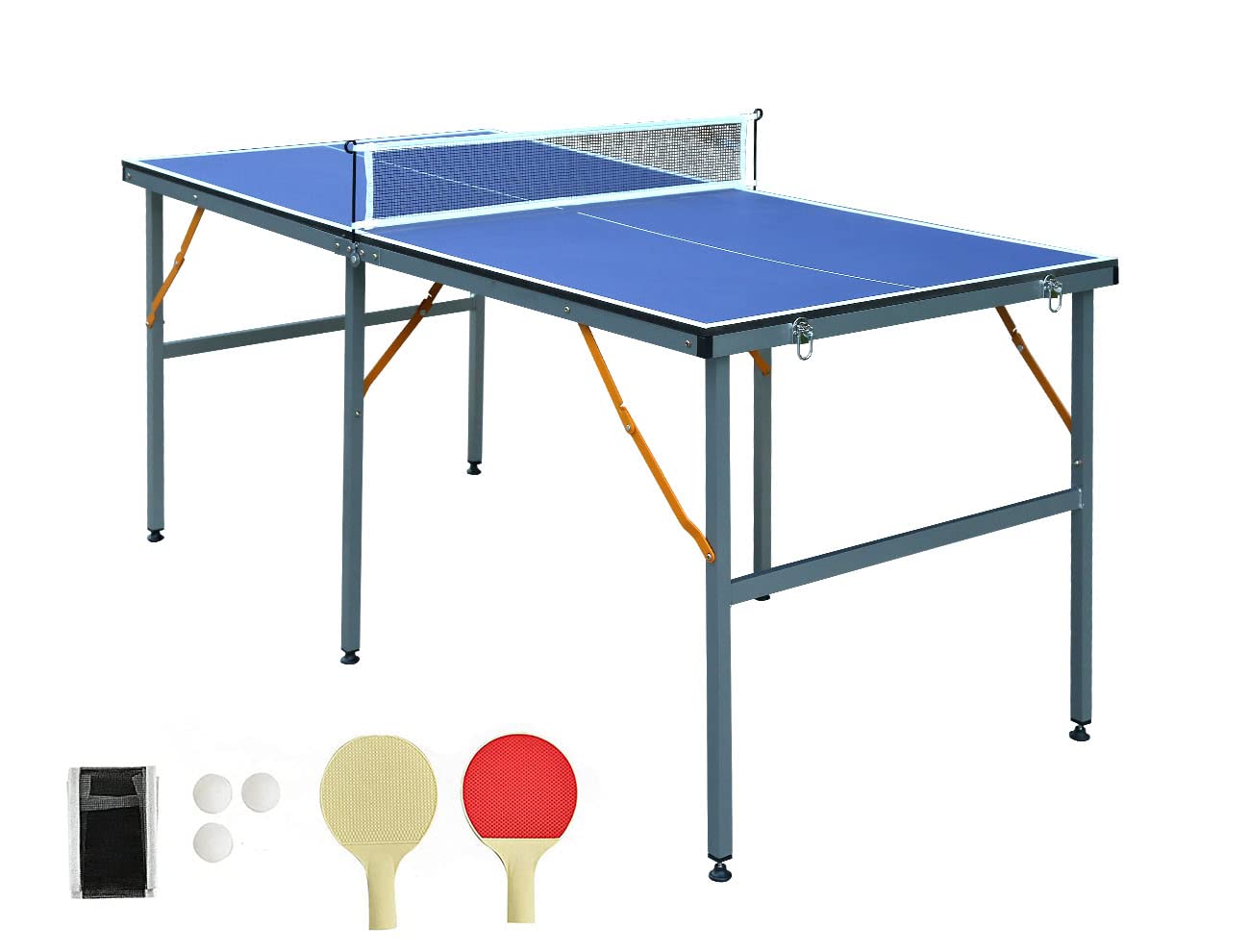 Premium Foldable Ping Pong Table Set - 100% Preassembled Indoor/Outdoor Table Tennis Game for Family Fun | Perfect for Backyard, Garage, Game Room & Office Recreation
