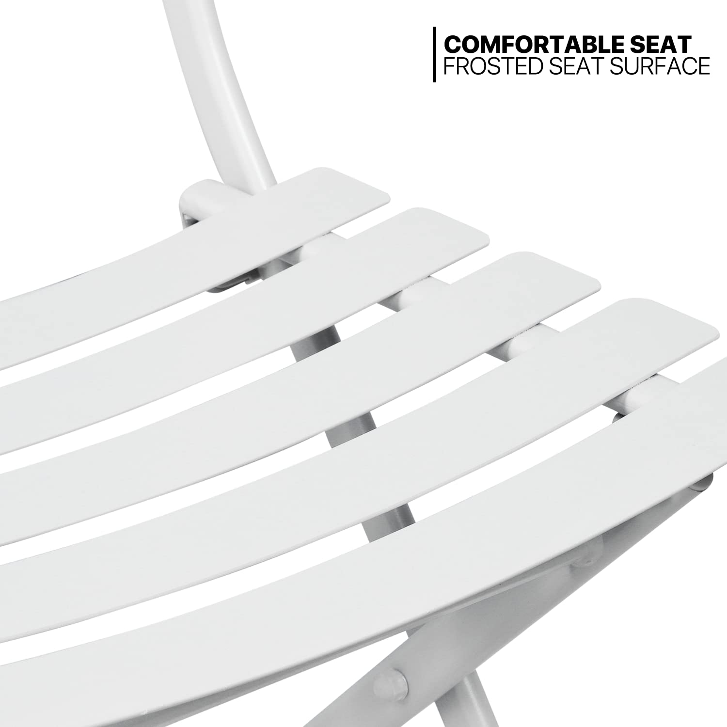 MoNiBloom 3-Piece White Folding Outdoor Bistro Set - Metal Round Table & Chairs for Patio, Porch, Yard, Balcony & Garden | Perfect for Small Spaces, Morning Coffee & Outdoor Dining