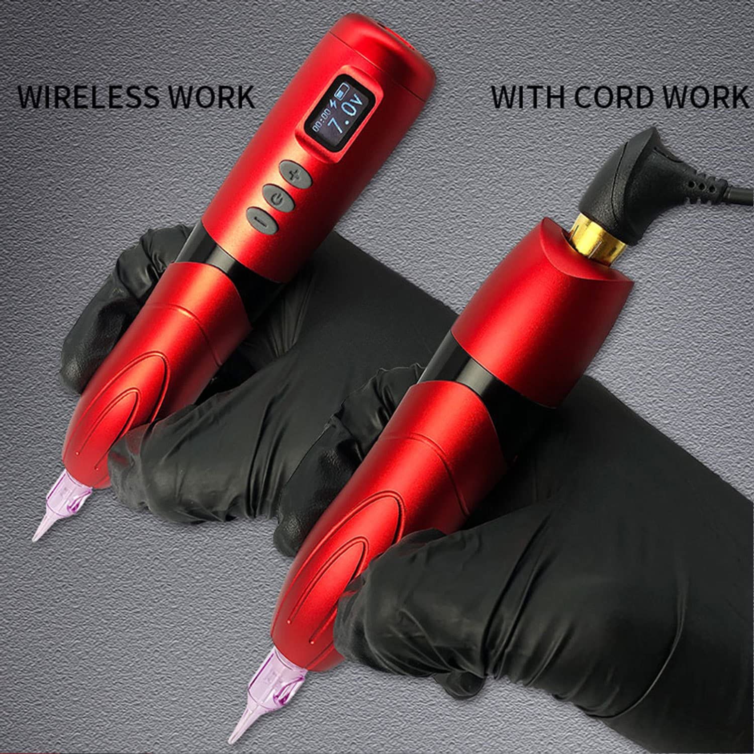 BRONC Magic Wireless Tattoo Machine - Rotary Pen Style with Coreless Motor & 1300mAh Battery - Professional Tattoo Equipment for Artists (Rose Red) - Perfect for Tattoo Studios, Home Use, and Professional Tattoo Artists