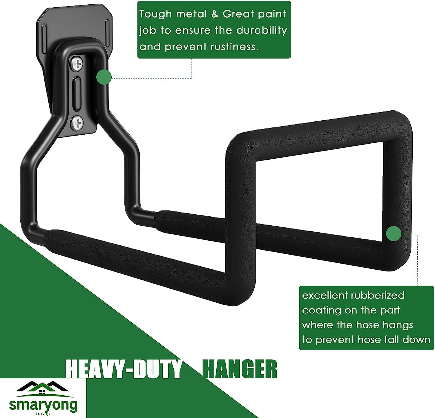 Heavy Duty Metal Hose Hanger Wall Mount - Black X-Large 1 Pack - Holds Up to 125 Ft Garden Hose - Perfect for Outdoor Yard, Garden & Garage Organization
