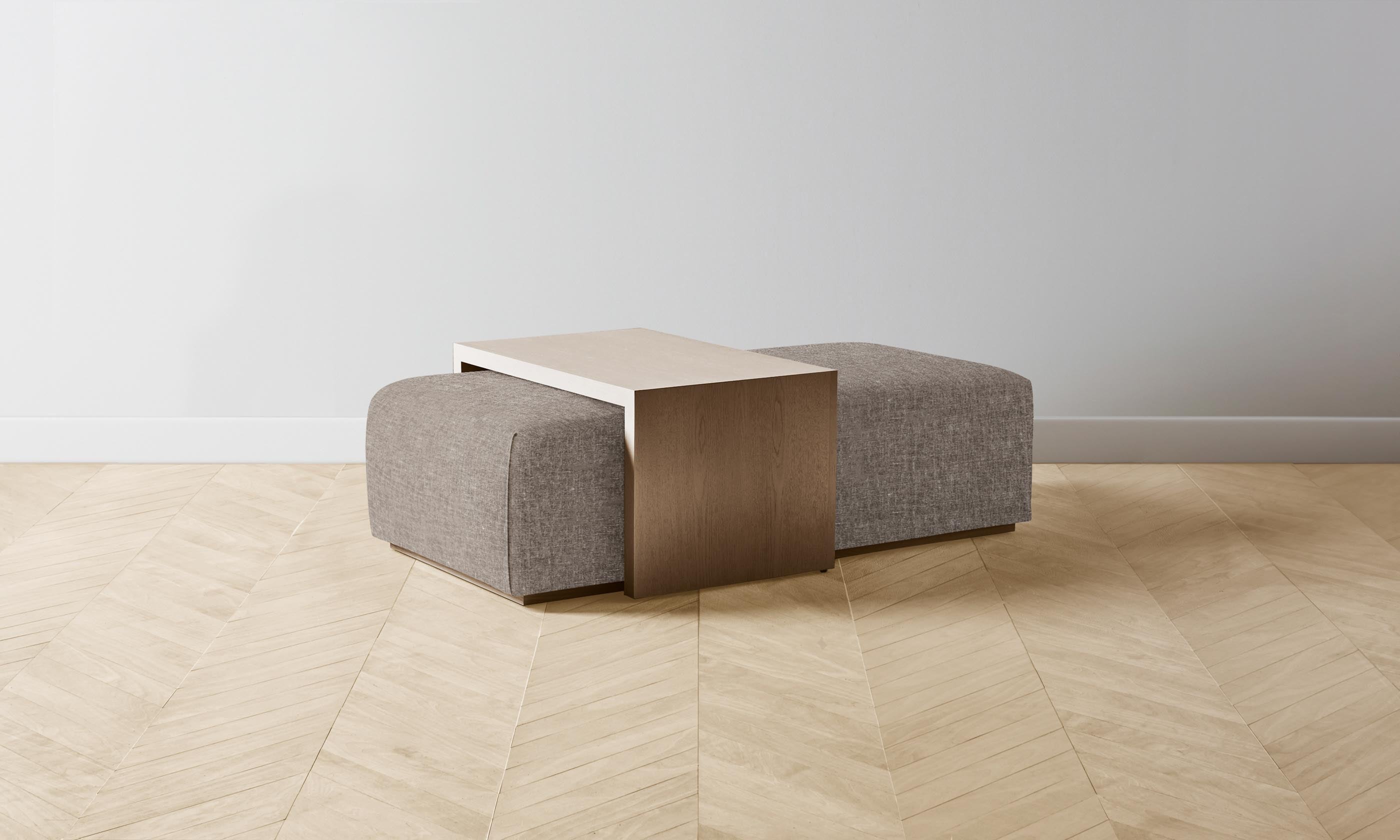 The Bowery Ottoman - Heritage Belgian Linen in Carob Brown | Modern Living Room & Bedroom Footrest Stool