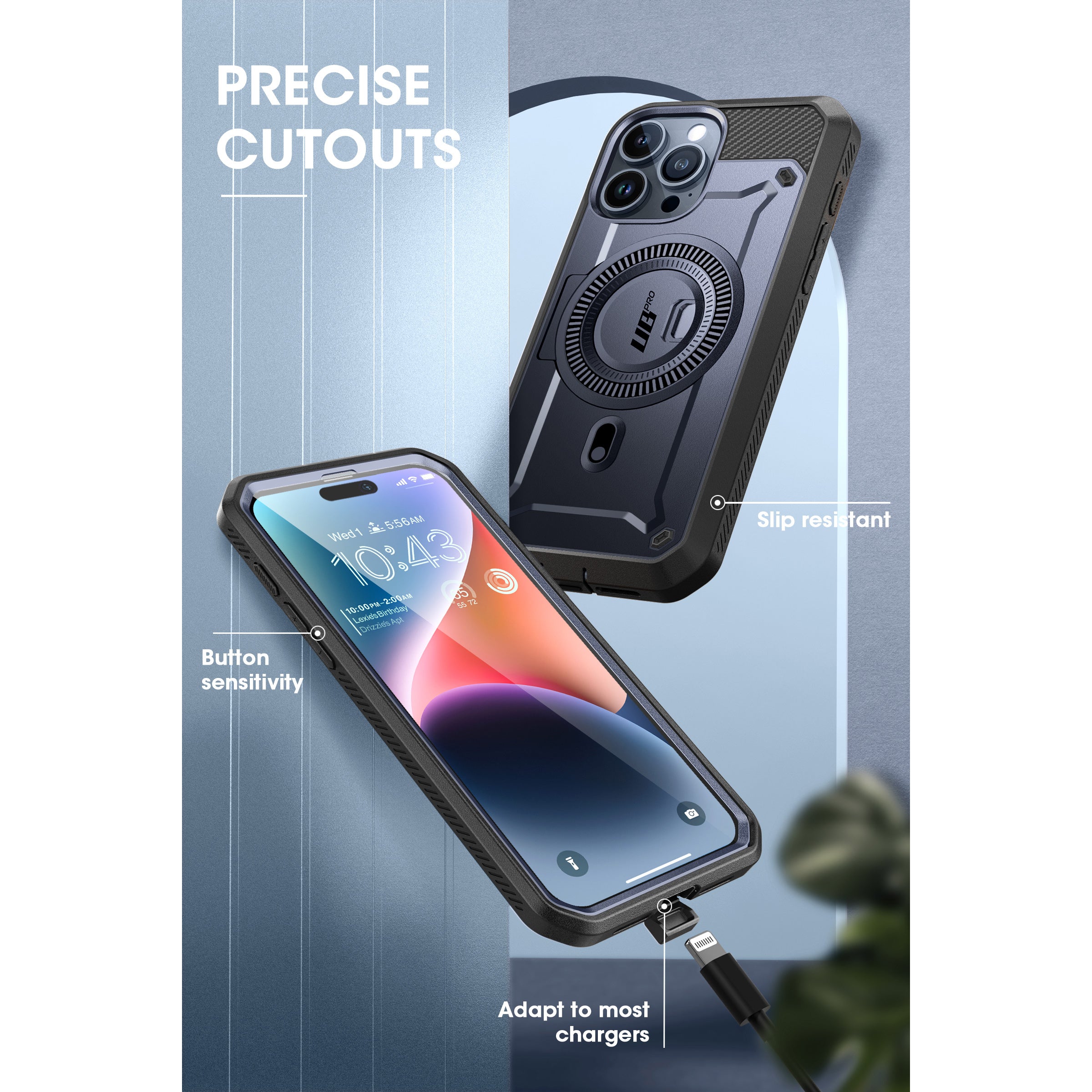 iPhone 15 Pro 6.1 Inch Unicorn Beetle PRO MAG Rugged MagSafe Case - Shockproof Protective Cover with Military-Grade Drop Protection - Perfect for Outdoor, Work & Daily Use (Dark Blue)