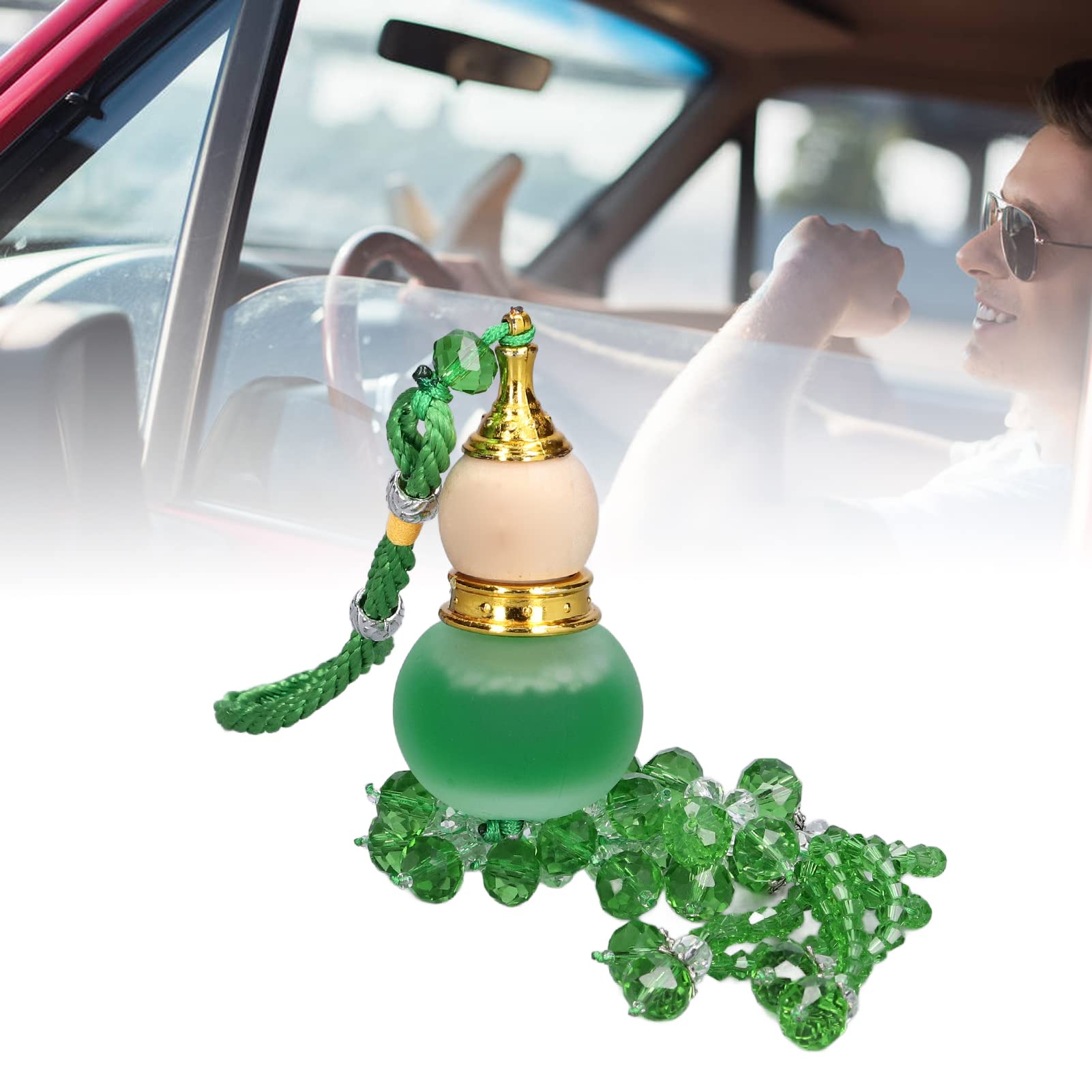 Premium Car Perfume Pendant - Elegant Hanging Air Freshener for Vehicles with Refillable Scent, Stylish Interior Decor & Unique Gift Idea (Green) | Perfect for Cars, SUVs, Office Spaces & Home Fragrance