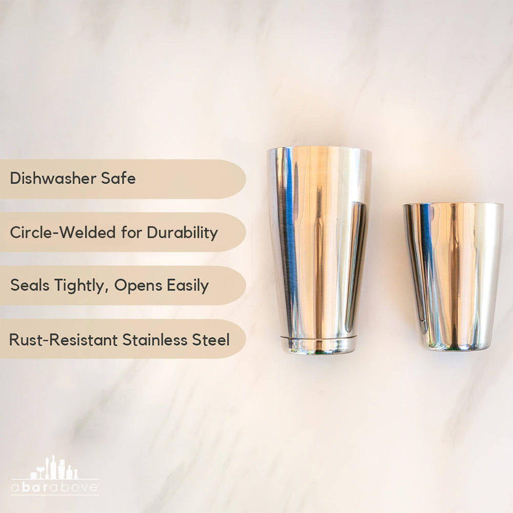 Premium Stainless Steel Cocktail Boston Shaker Bar Set - Professional Mixing Tool for Bartenders, Home Bars & Cocktail Enthusiasts - Perfect for Mojitos, Martinis & Whiskey Sours
