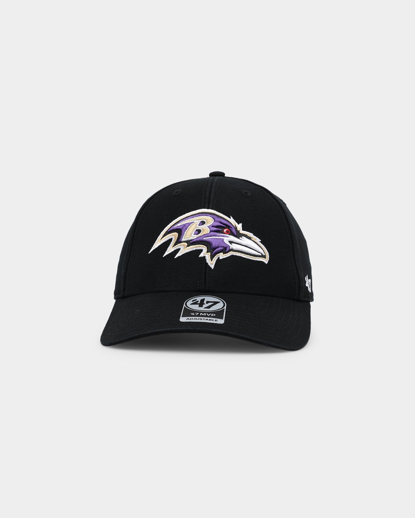 47 Brand Baltimore Ravens MVP Strapback Black Adjustable Hat - Official NFL Team Logo Cap for Men & Women - Perfect for Football Games, Tailgating & Fan Gear Collection
