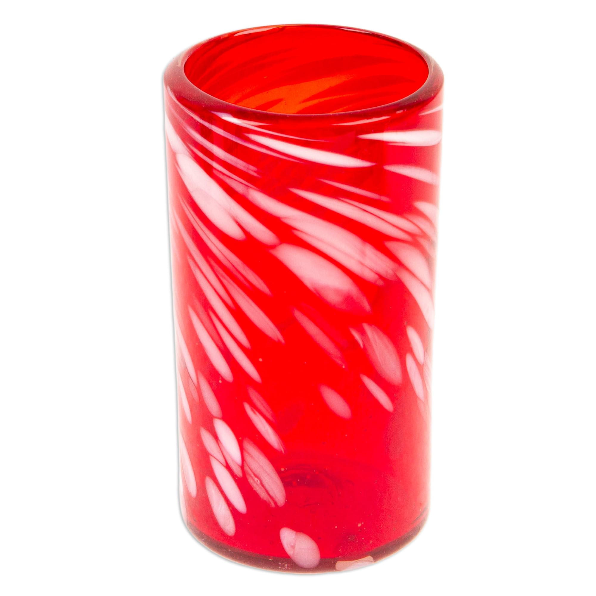 NOVICA Hand Blown Glass Tumblers Set of 6 - 16oz Eco-Friendly Red Drinking Cups, Perfect for Parties, Weddings & Home Decor | Festive Red Glassware for Cocktails, Juice & Iced Coffee
