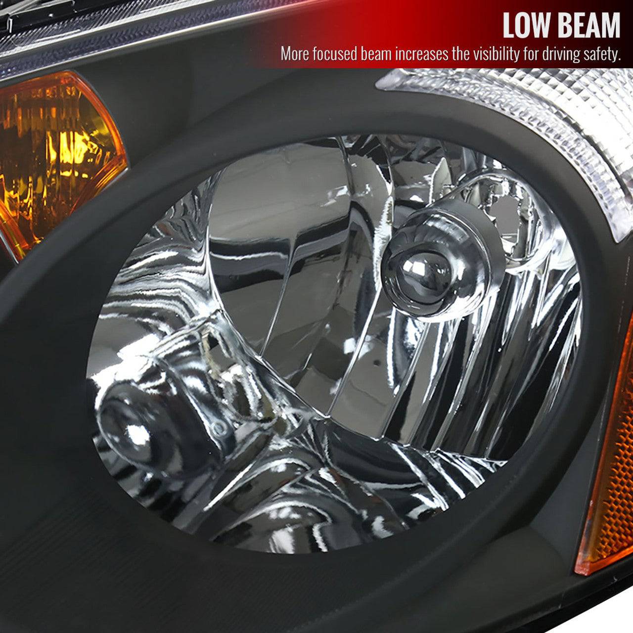 2002-2004 Acura RSX Headlight Housing Kit - Matte Black Housing with Clear Lens & Amber Reflectors | Factory Style Replacement Headlights for Improved Night Visibility