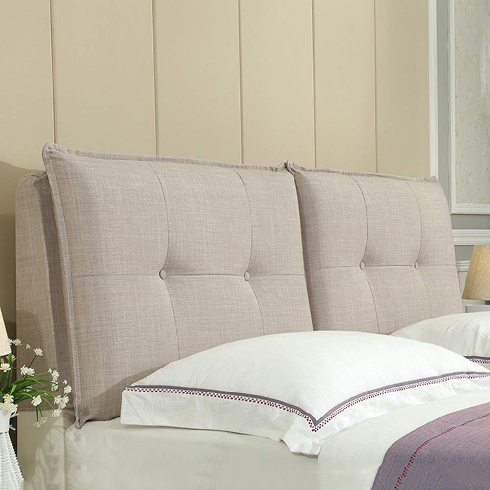 Upholstered Headboard for Bed - Soft Linen Fabric Wedge Headboard Cushion Pillow | Backrest for Double & Single Beds | Perfect for Bedroom Decor & Reading Comfort