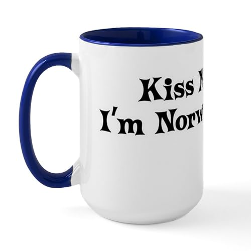 White/Navy Inside - Kiss Me, I'm Norwegian Large Mug