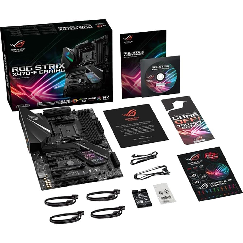 ASUS ROG STRIX X470-F Gaming Motherboard - AMD Ryzen 2 AM4 Socket, ATX, DDR4, Dual M.2, USB 3.1 Gen2 - Perfect for High-Performance Gaming PCs and Streaming Setups