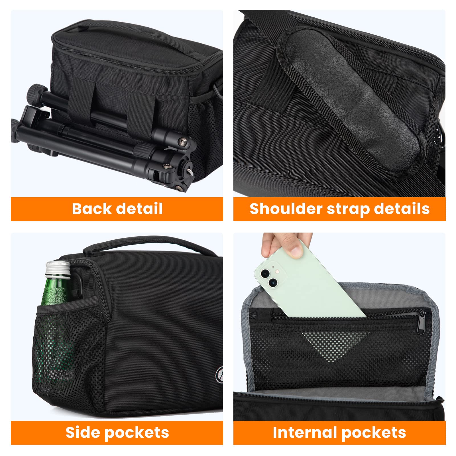 TARION DSLR Camera Bag - Waterproof Messenger Shoulder Bag for SLR Mirrorless Compact Cameras | Perfect for Street Photography & Travel | Crossbody Sling Gadget Case (TSB-S)