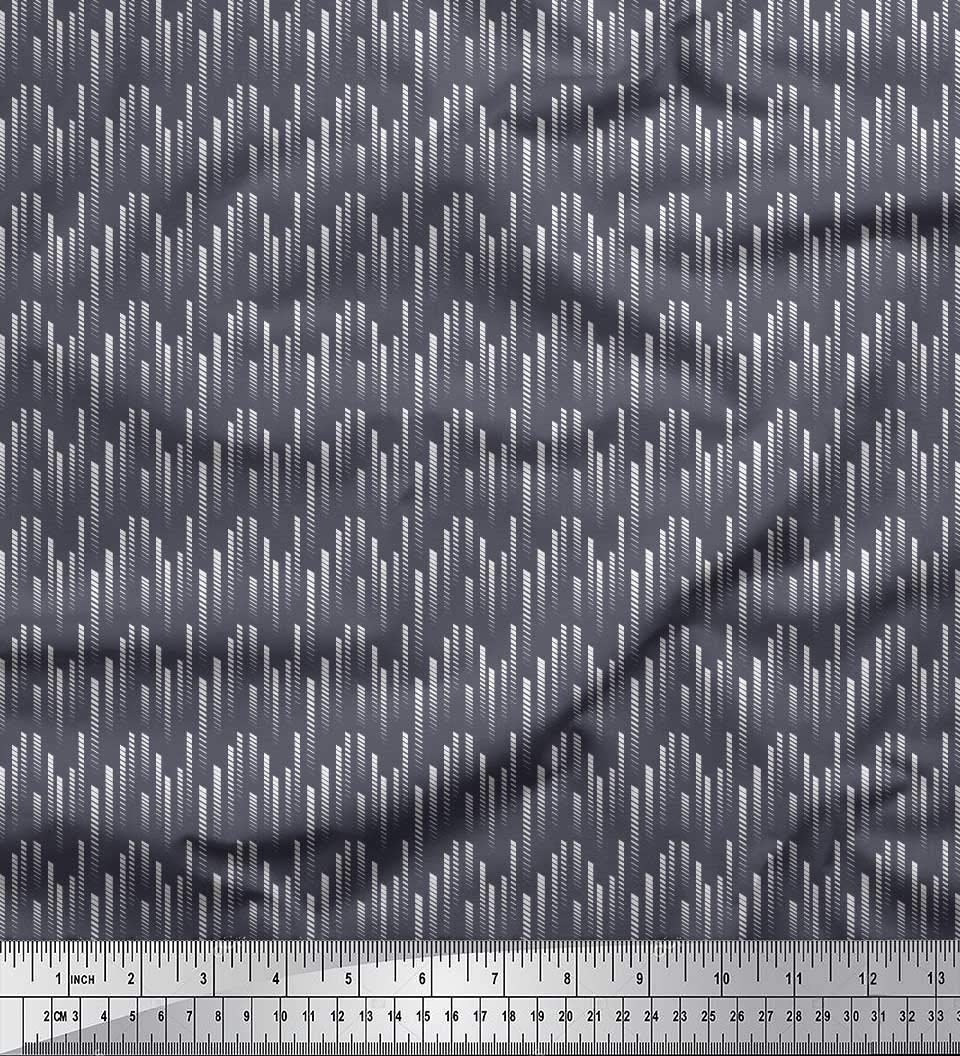 Soimoi Moss Georgette Brown Fabric by The Yard - 42 Inch Wide Diagonal Line Small Pattern Printed Fabric for Dresses, Blouses & Home Decor | Modern Chic Textile Material