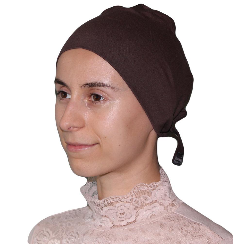 Aker Plain Hijab Bonnet Underscarf - Dark Brown | Modest Muslim Headwear for Sleep, Prayer & Daily Wear